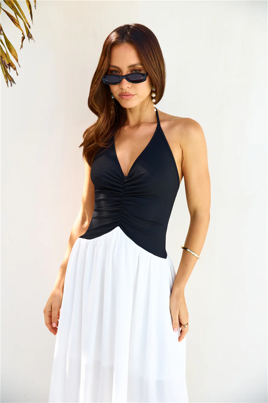 Lake Days Halter Maxi Dress White - luluinthesky