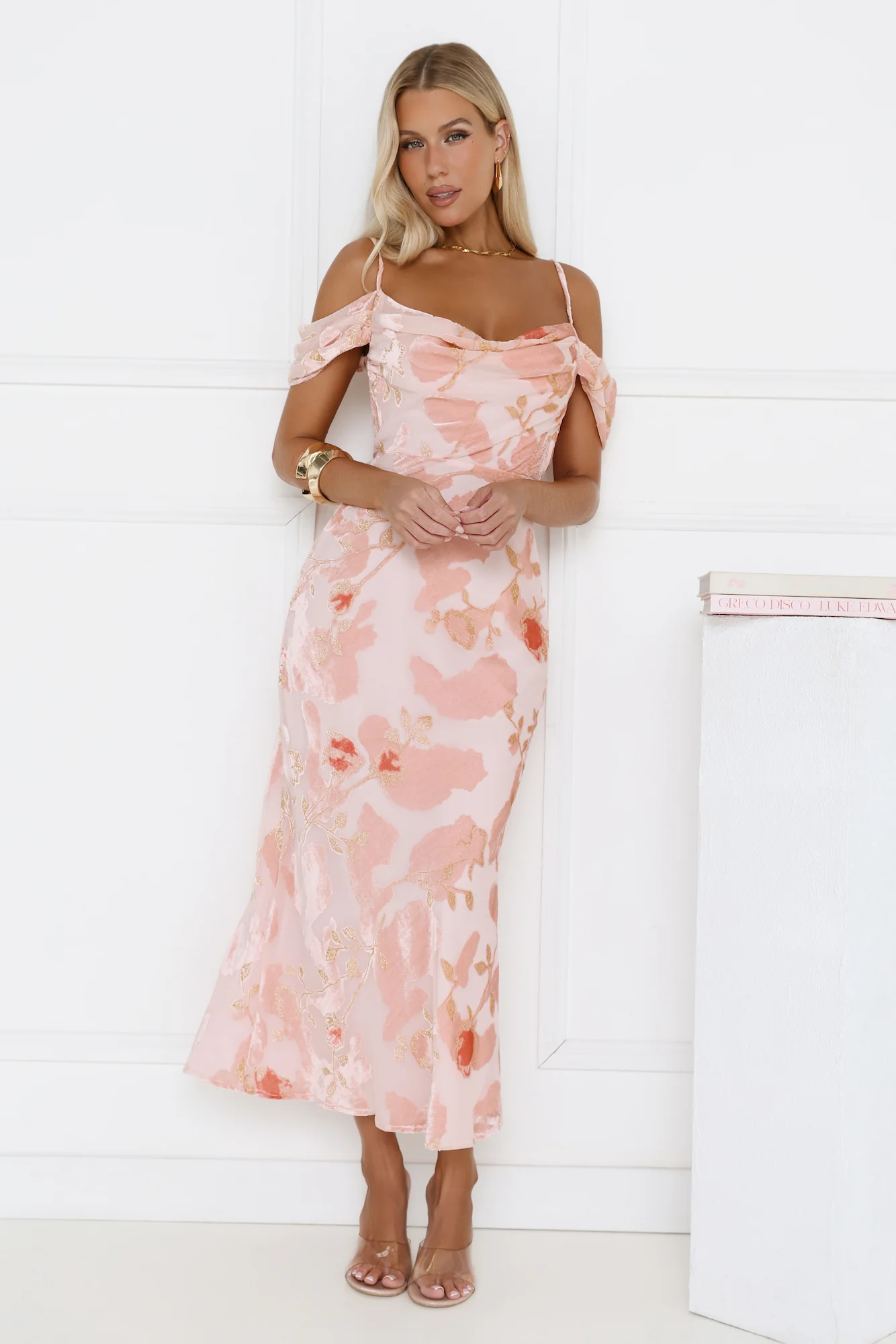 Garden Romance Off Shoulder Maxi Dress Pink