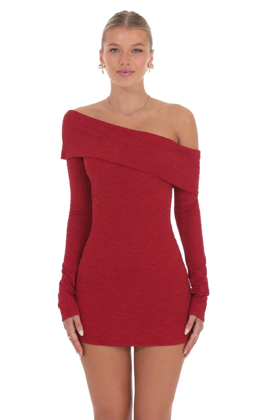 Lace Off Shoulder Dress in Red - luluinthesky