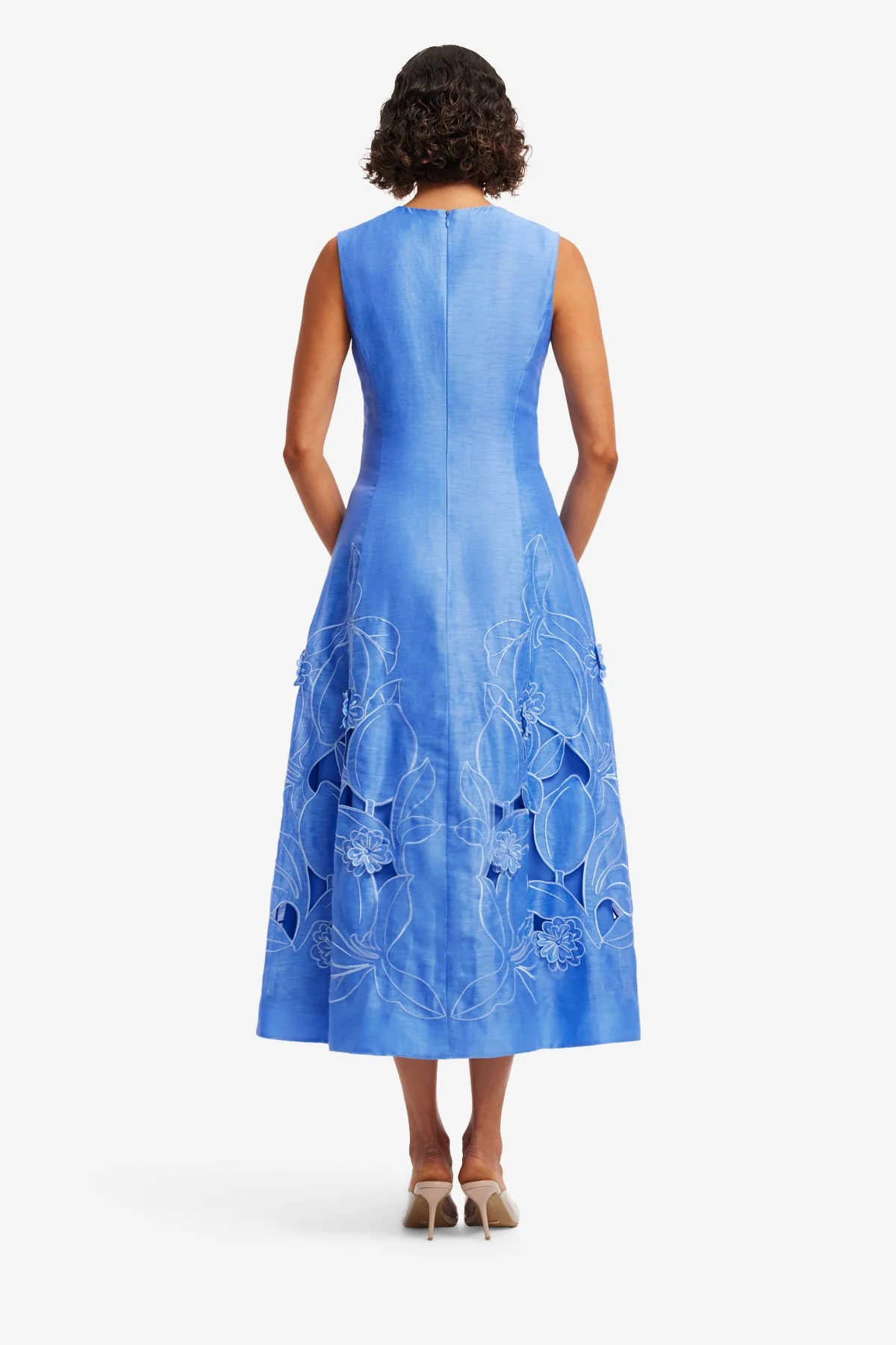 Cleo Appliqué Sleeveless Midi Dress - Azure
