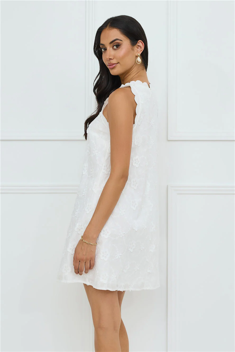 Seashell Chic Embroidered Mini Dress White - luluinthesky