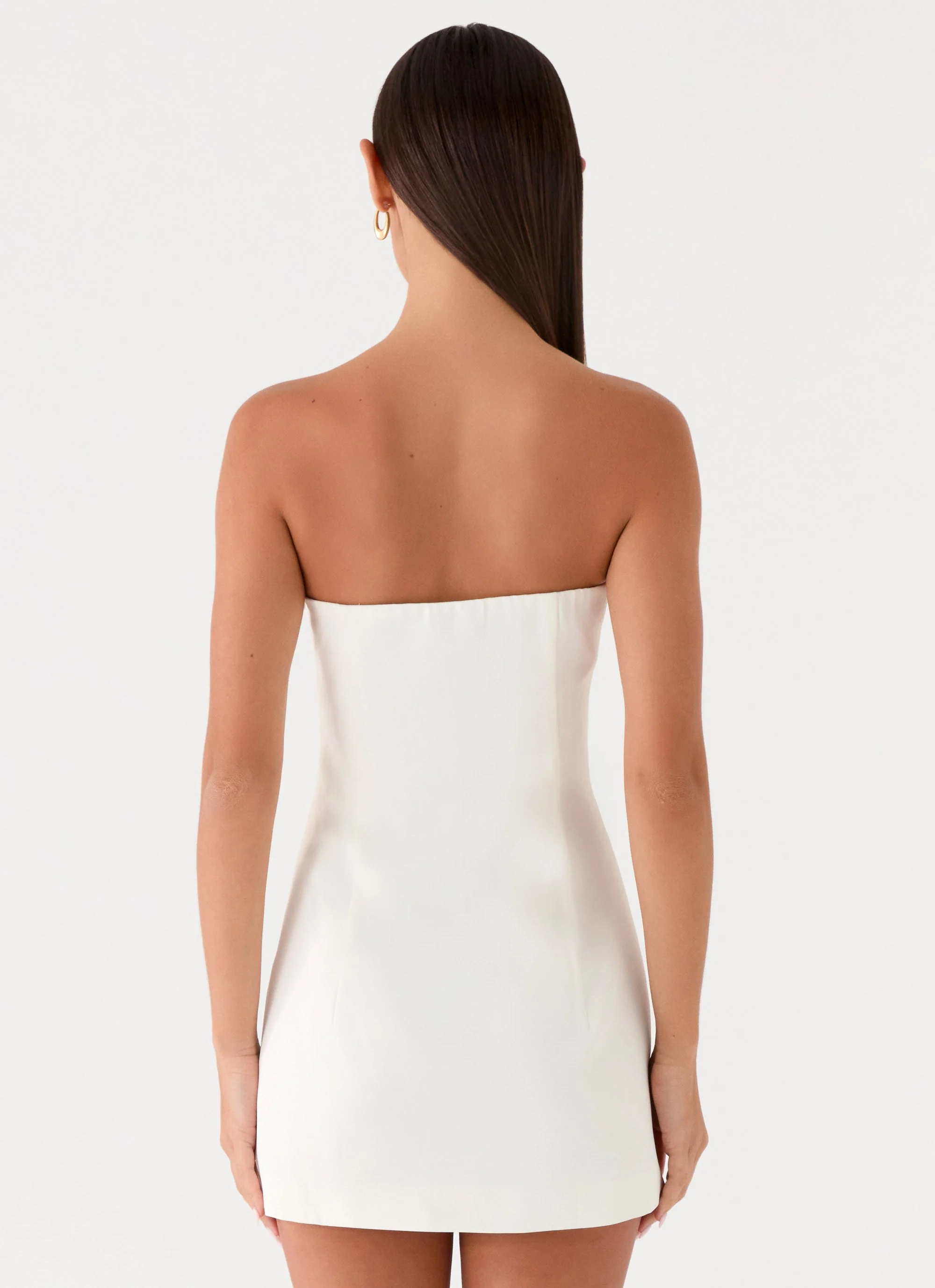 Della Strapless Mini Dress - White - luluinthesky