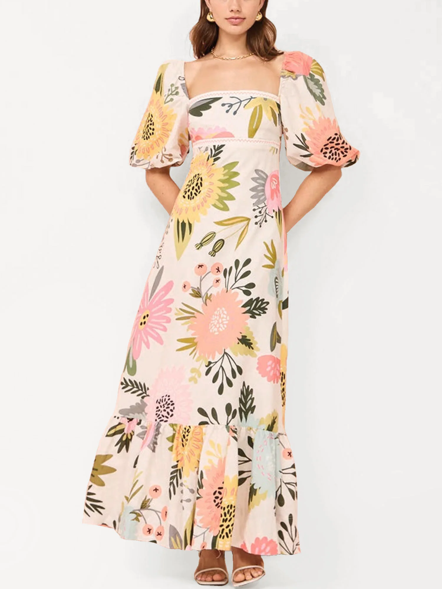 Boho Floral Print Maxi Dress