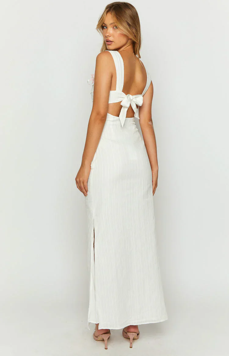 Magnus White Tie Back Maxi Dress - luluinthesky