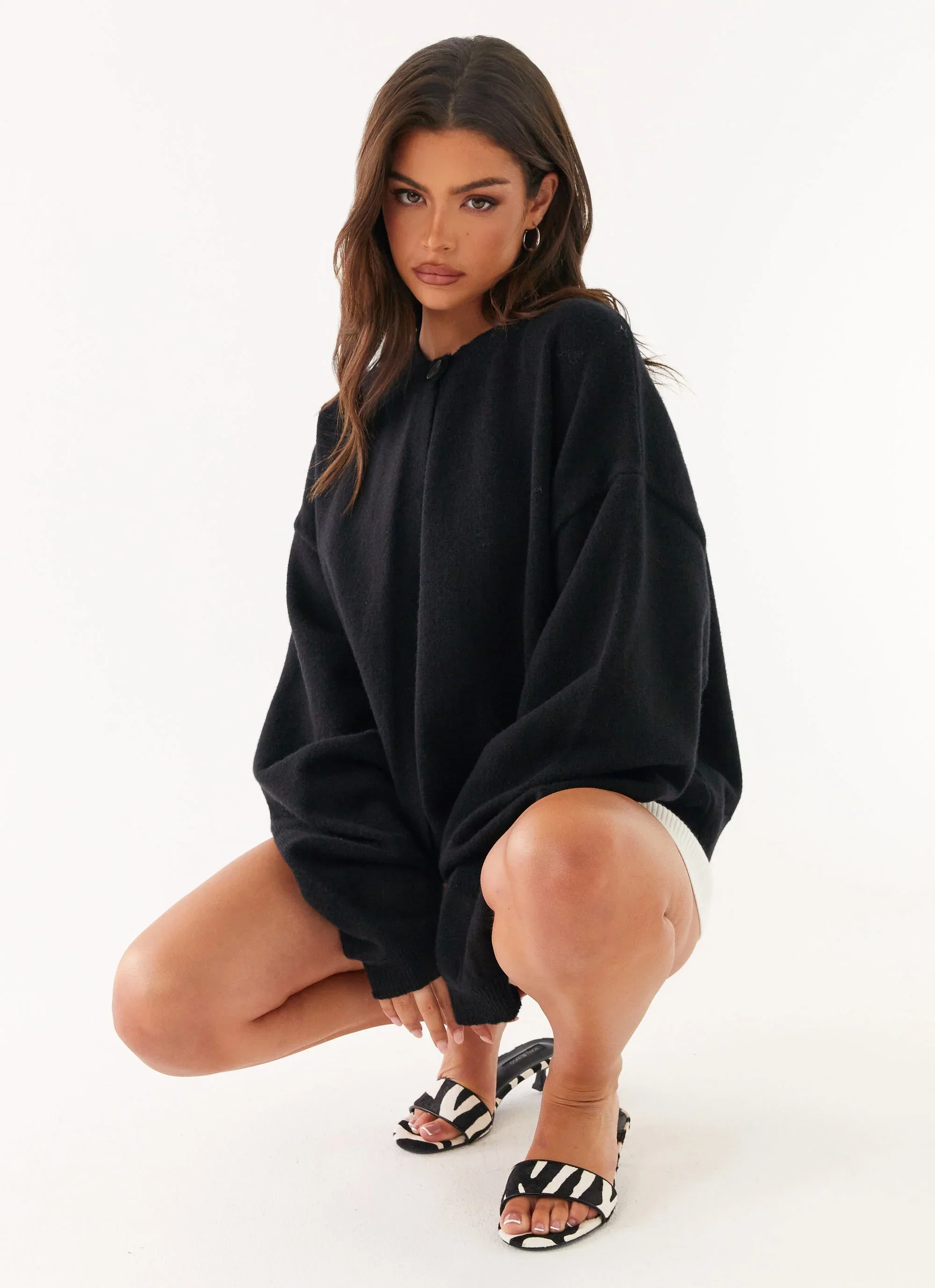Annie One Button Cardigan - Black