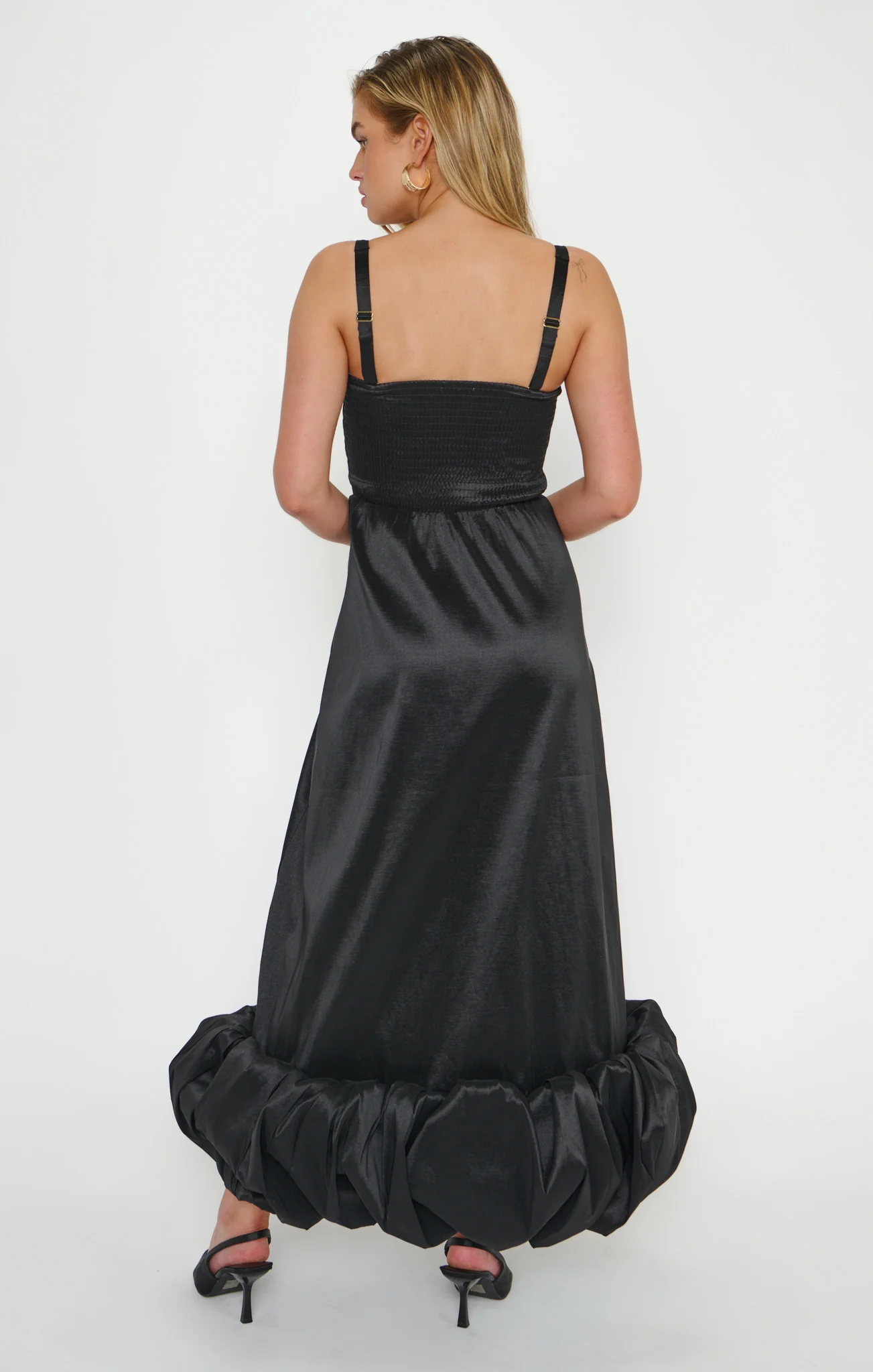 Rebecca Midi Dress ~ Black Taffeta