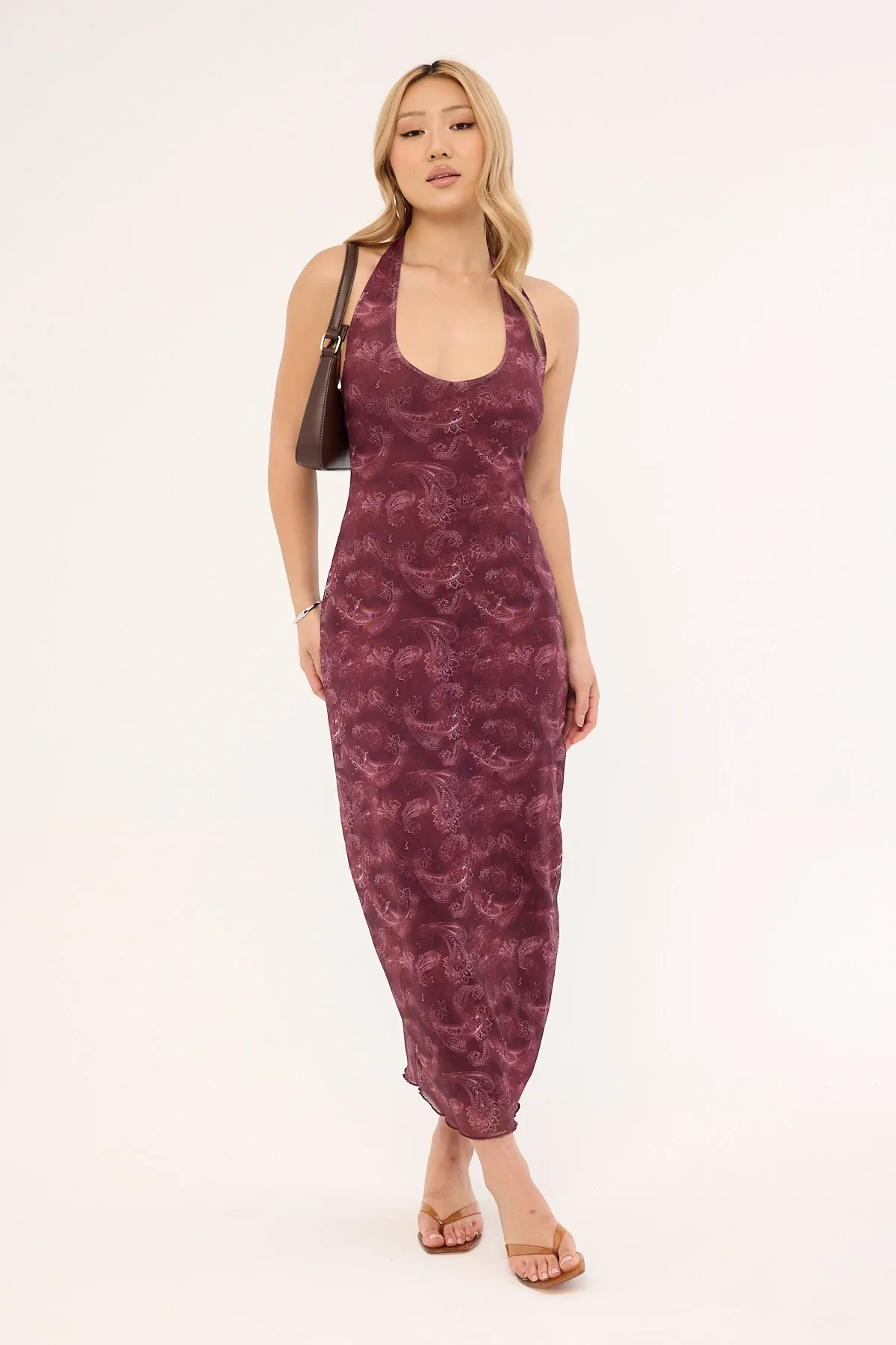 Motel Datari Dress Tonal Paisley Plum
