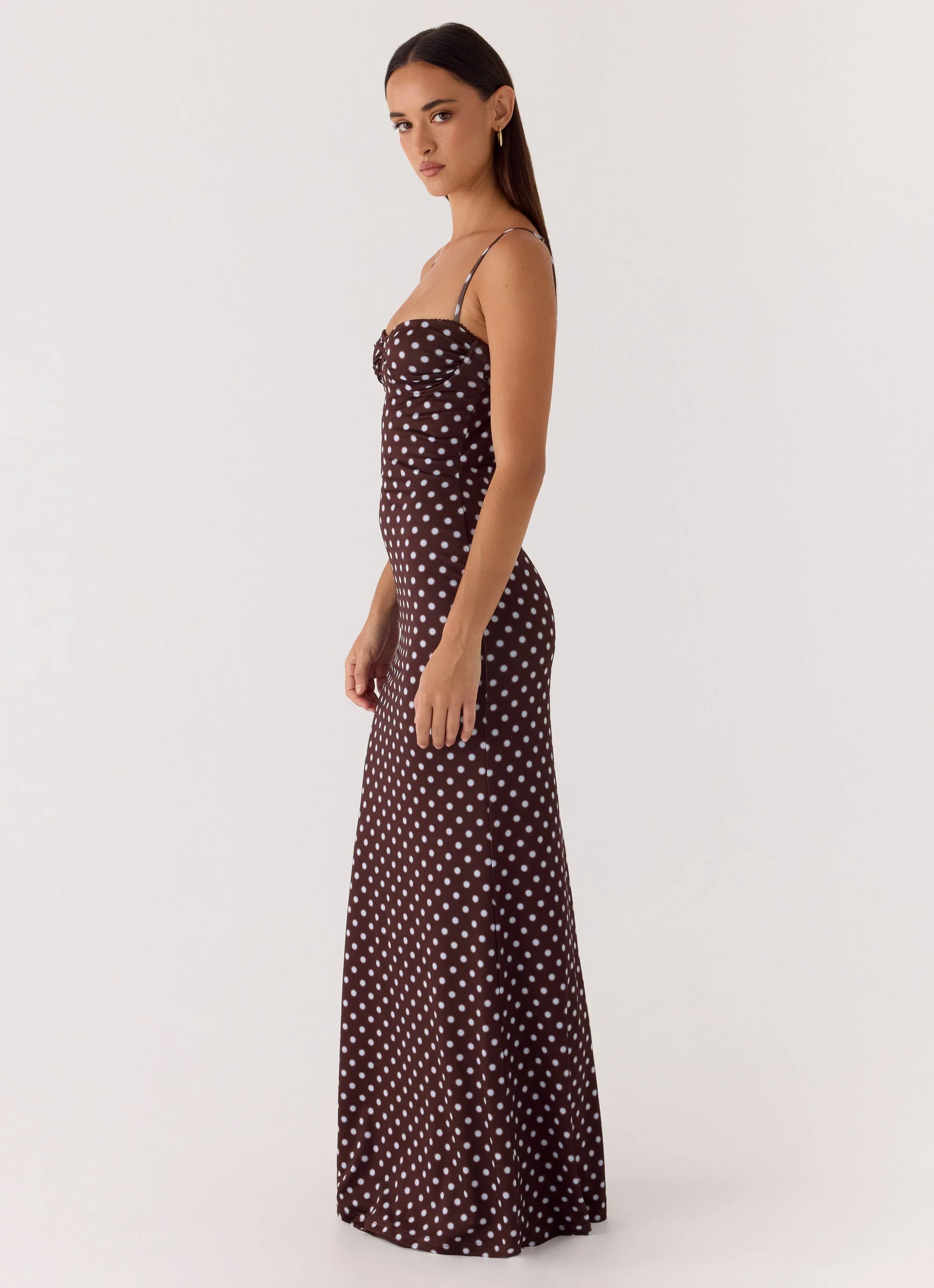 Vamonos Maxi Dress - Chocolate Blue Dot