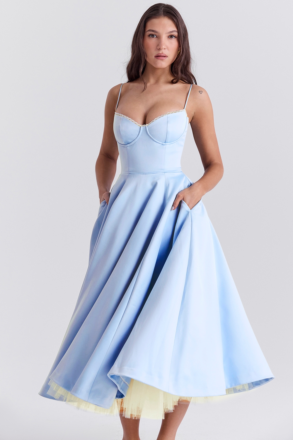 cinderella blue tulle midi dress