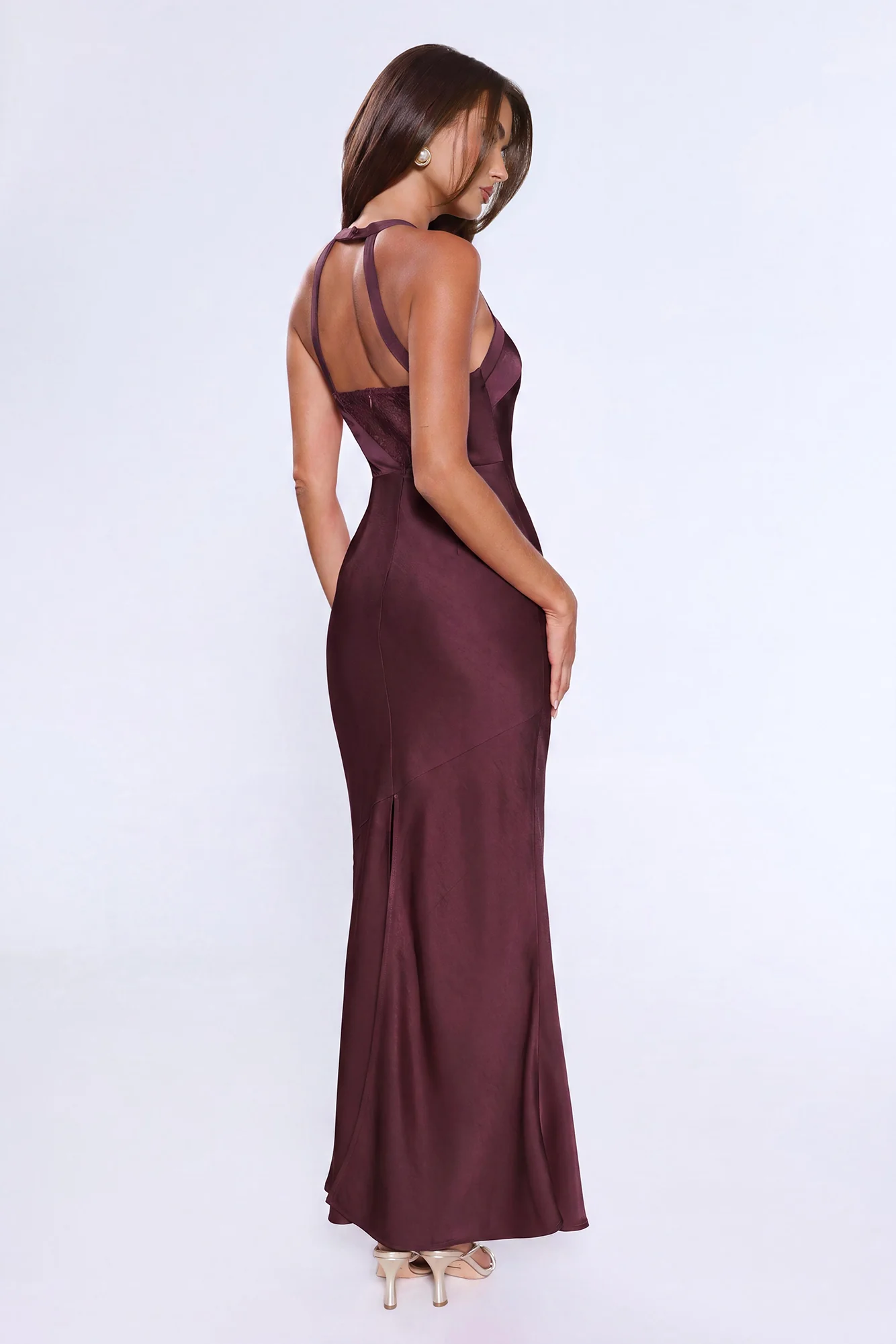 Spotlight Energy Satin Maxi Dress Chocolate