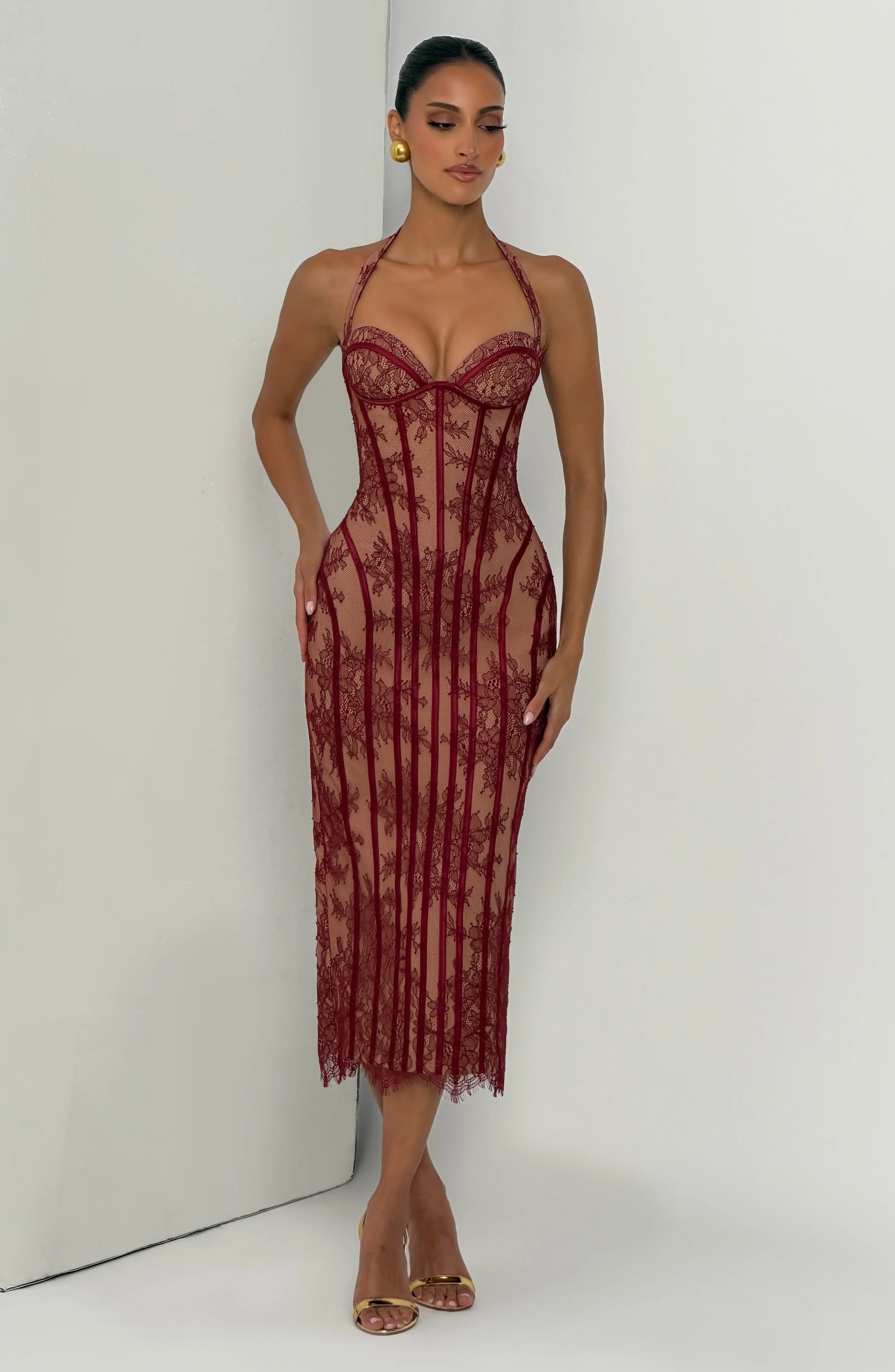 Rona Midi Dress - Burgundy