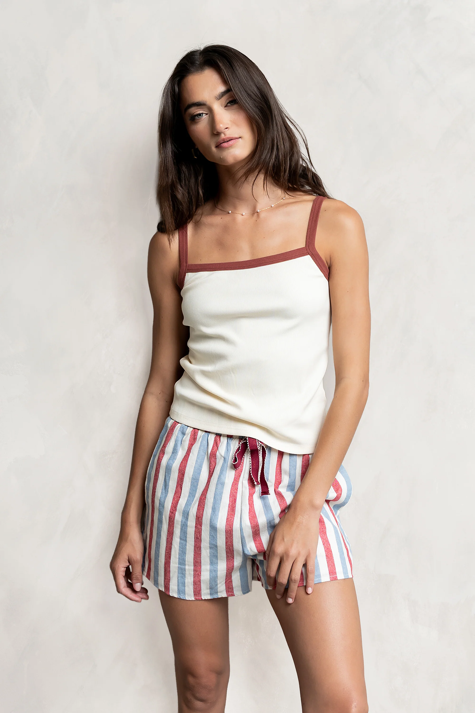 Rylan Contrast Tank Top in Cream