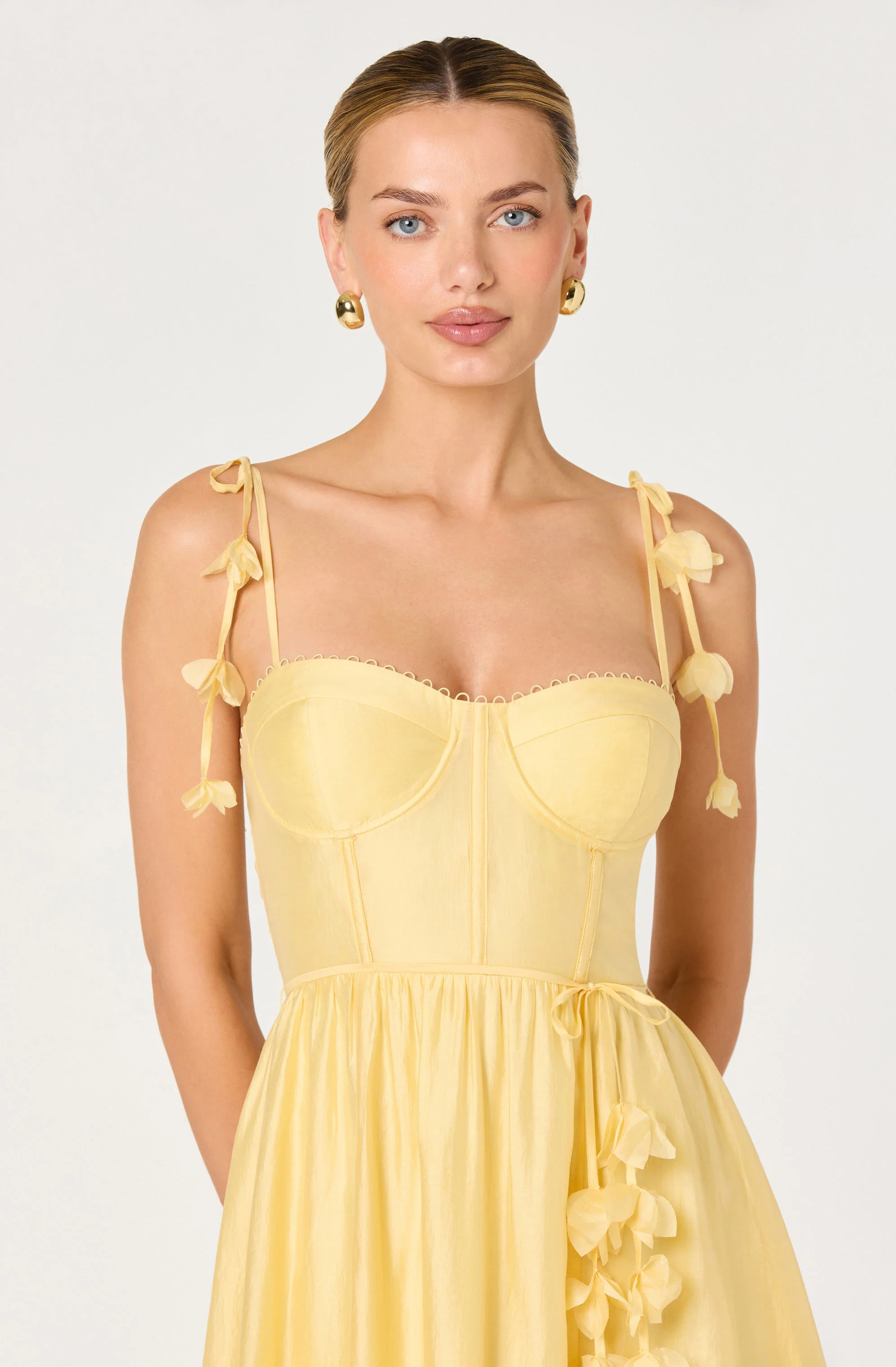 Halcyon 3D Flower Appliqué Midi Dress