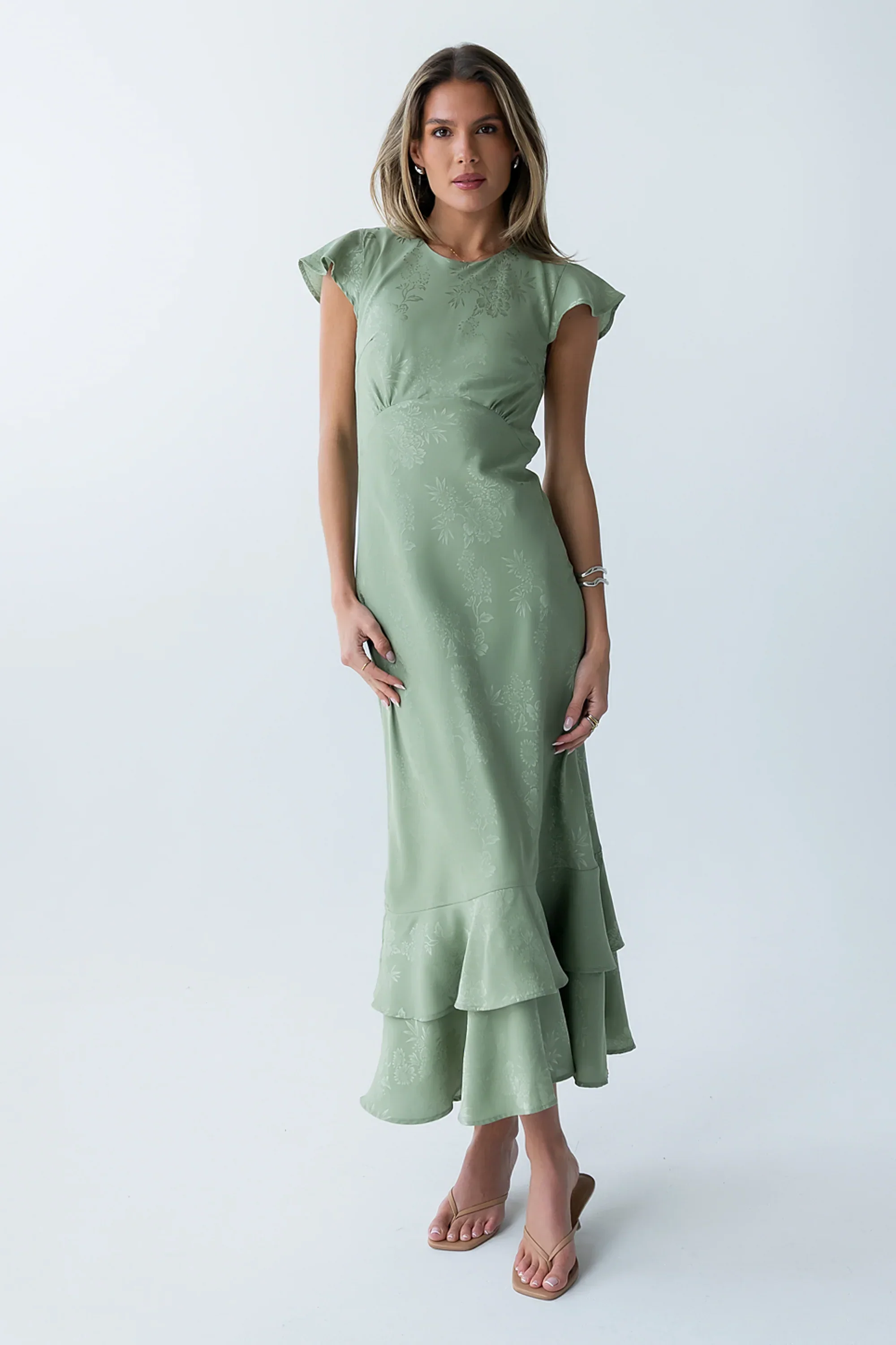 Mateo Floral Maxi Dress in Green