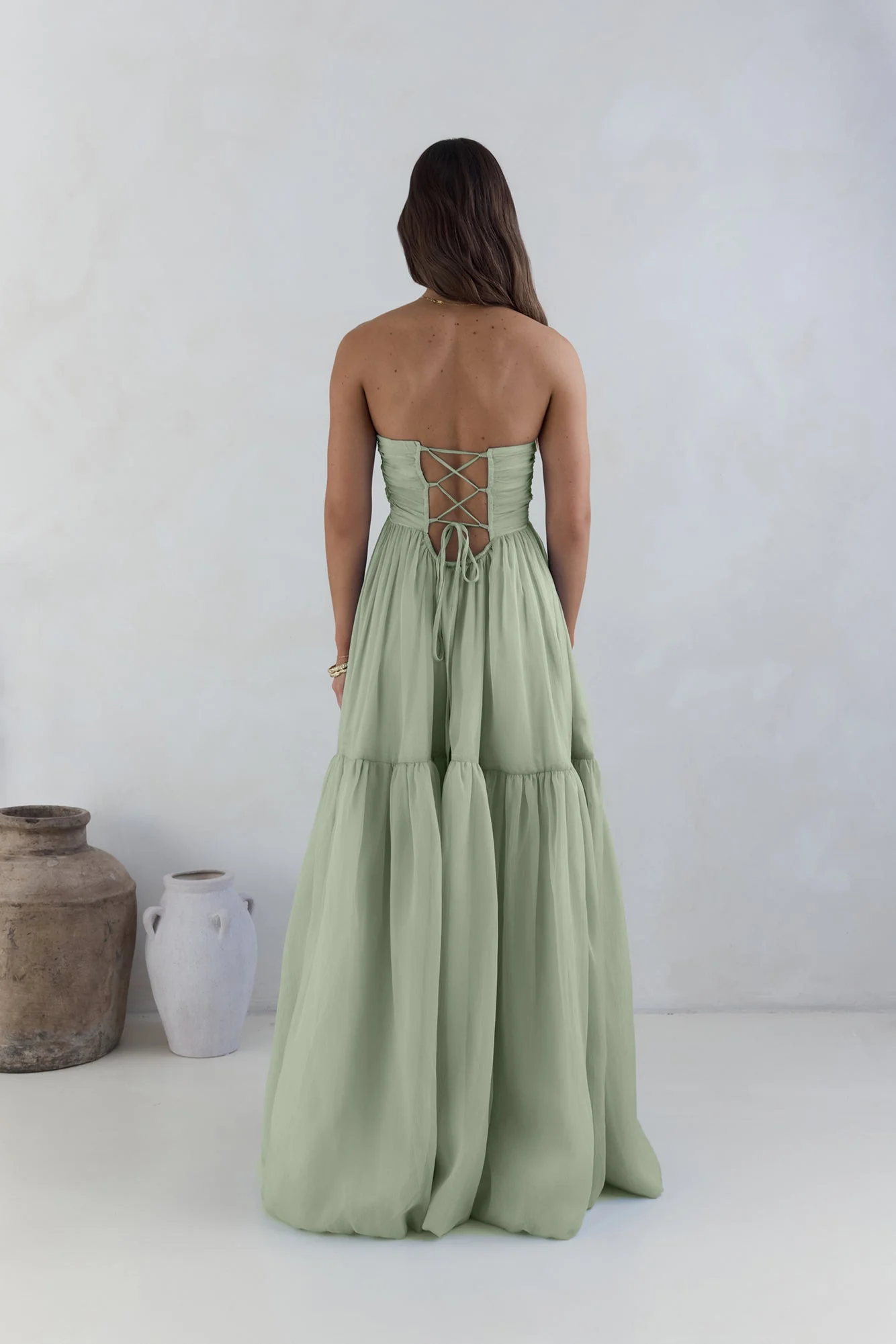 Unforgettable Style Strapless Maxi Dress Sage