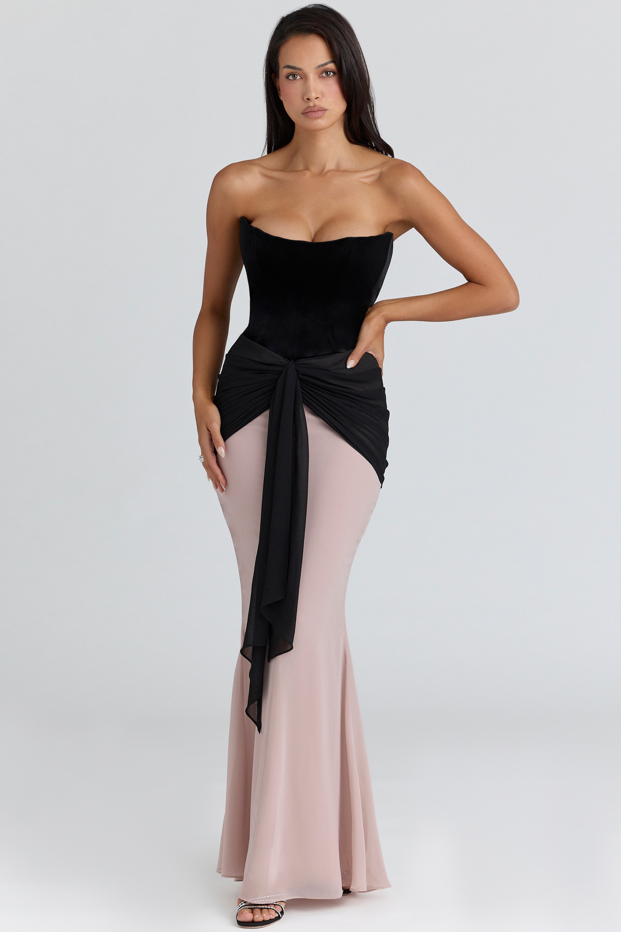 black & blush chiffon maxi dress - limited edition