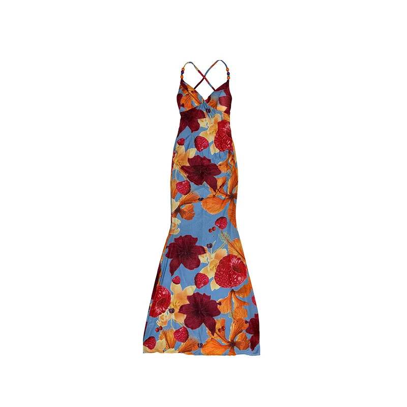 Fitted Backless Print Dress