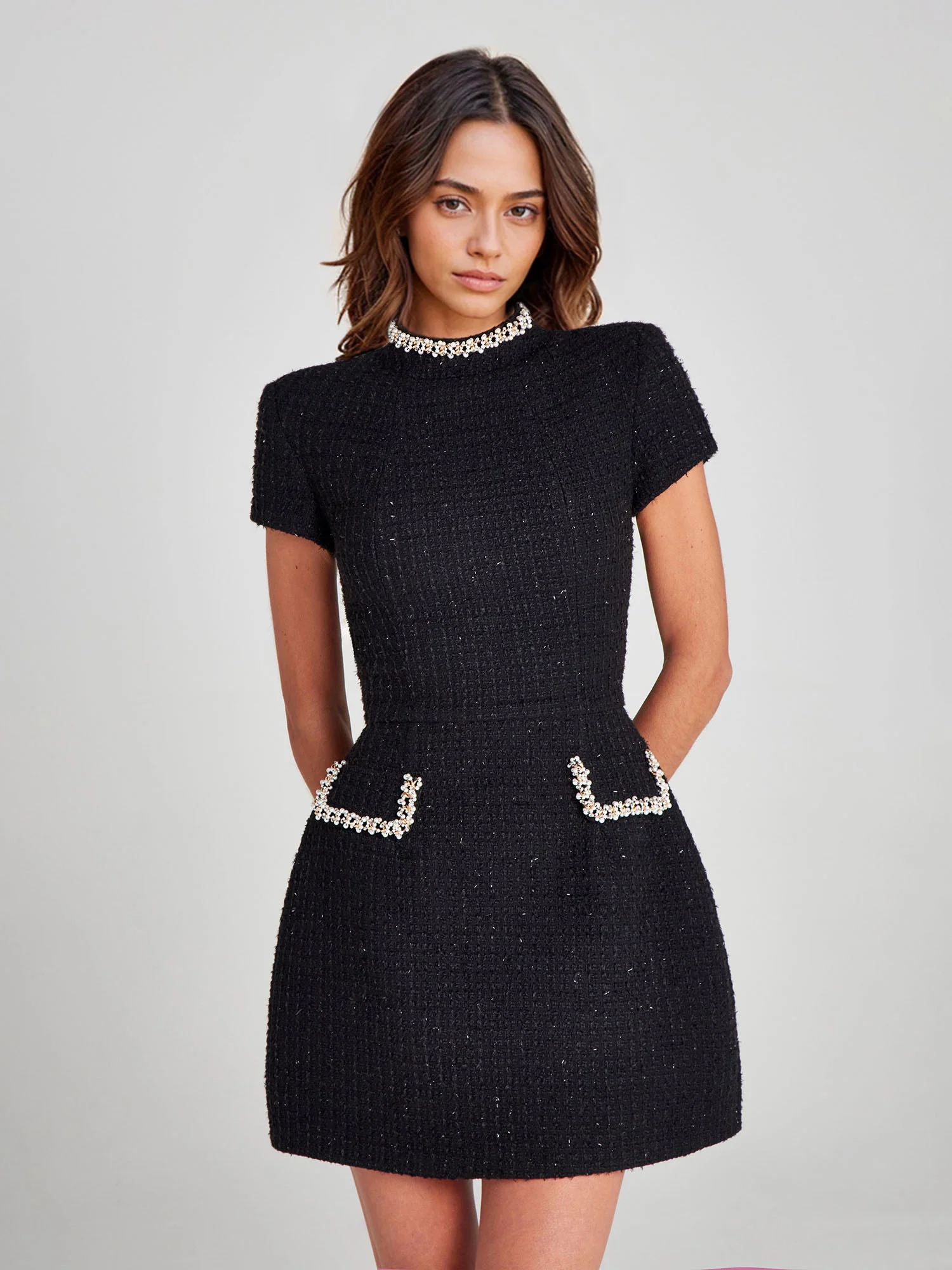 Black Beaded Eclipse Mini Dress