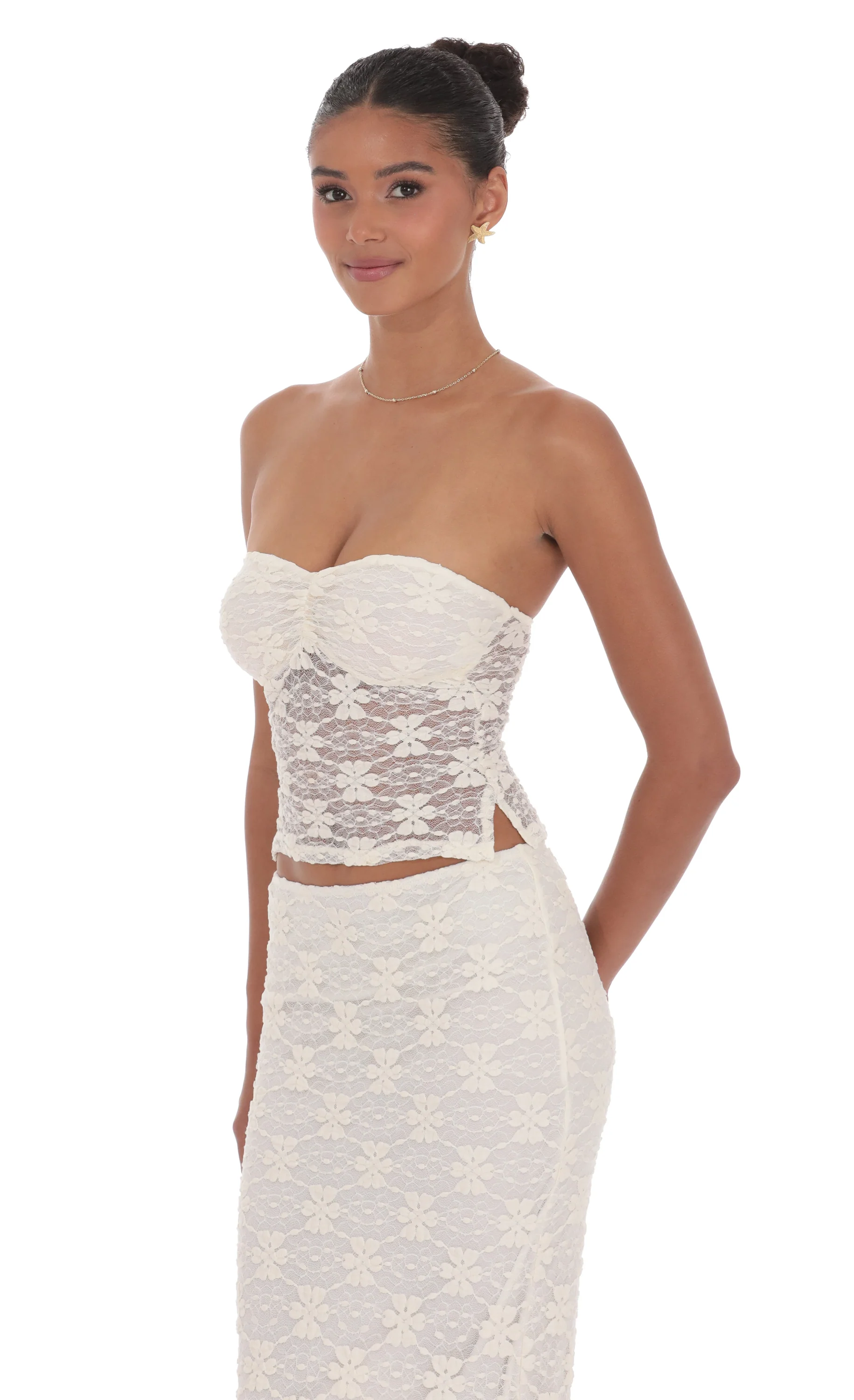 Lace Sheer Top in Cream