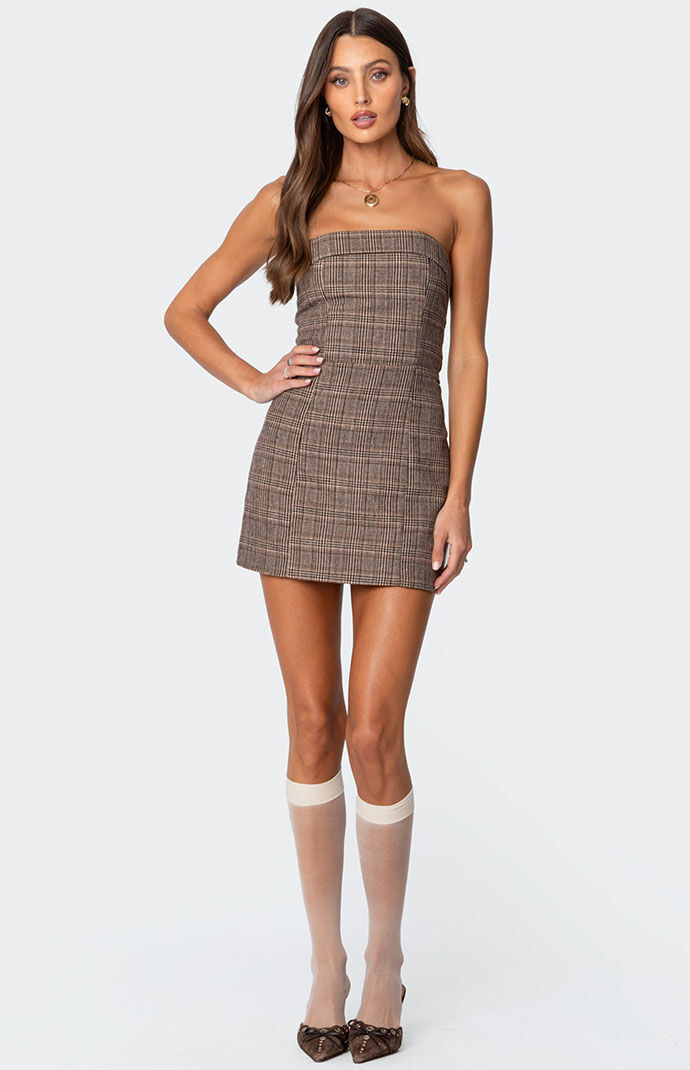 Edikted Boss Mode Plaid Mini Dress