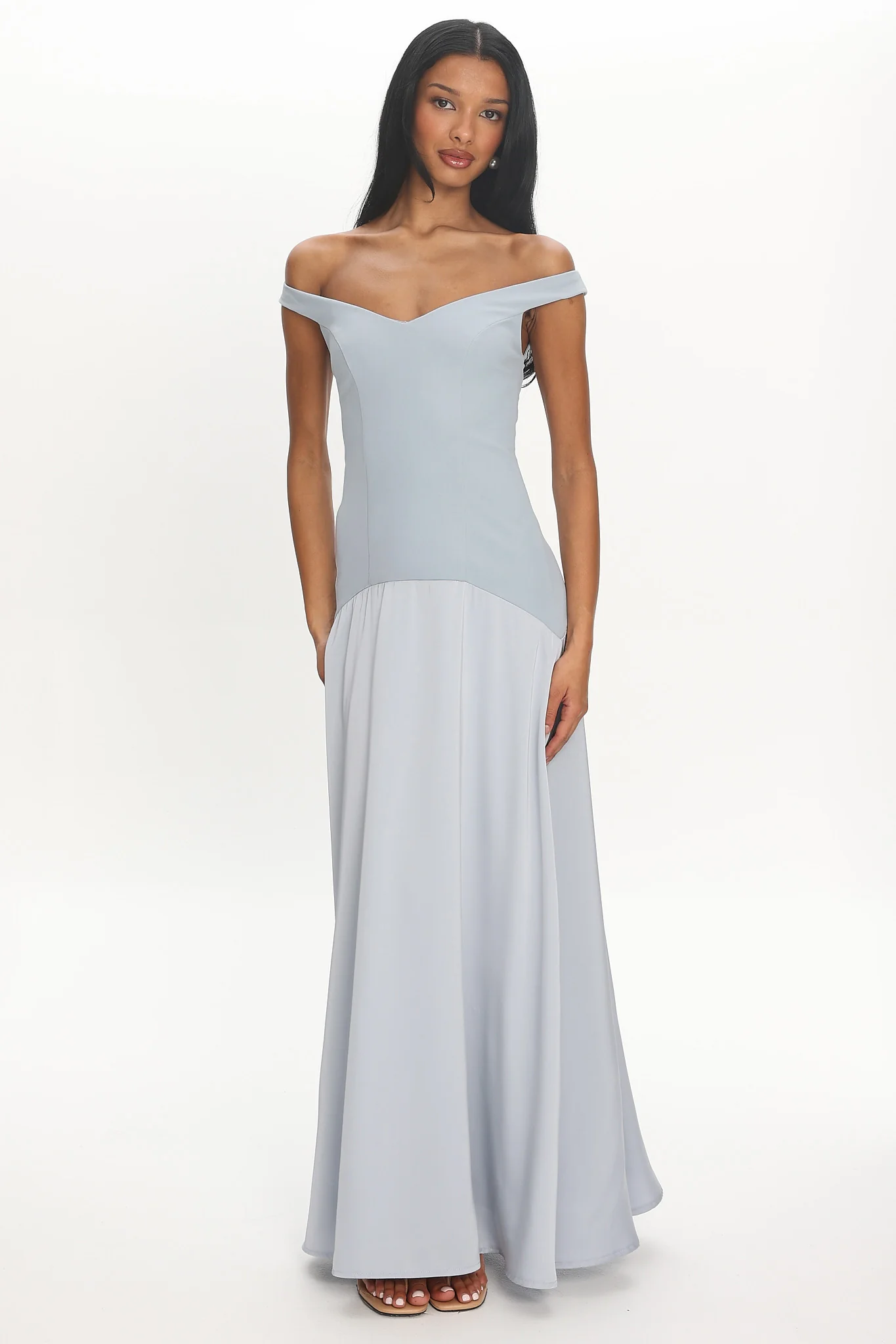 Hestia Off-Shoulder Maxi Dress Pale Blue
