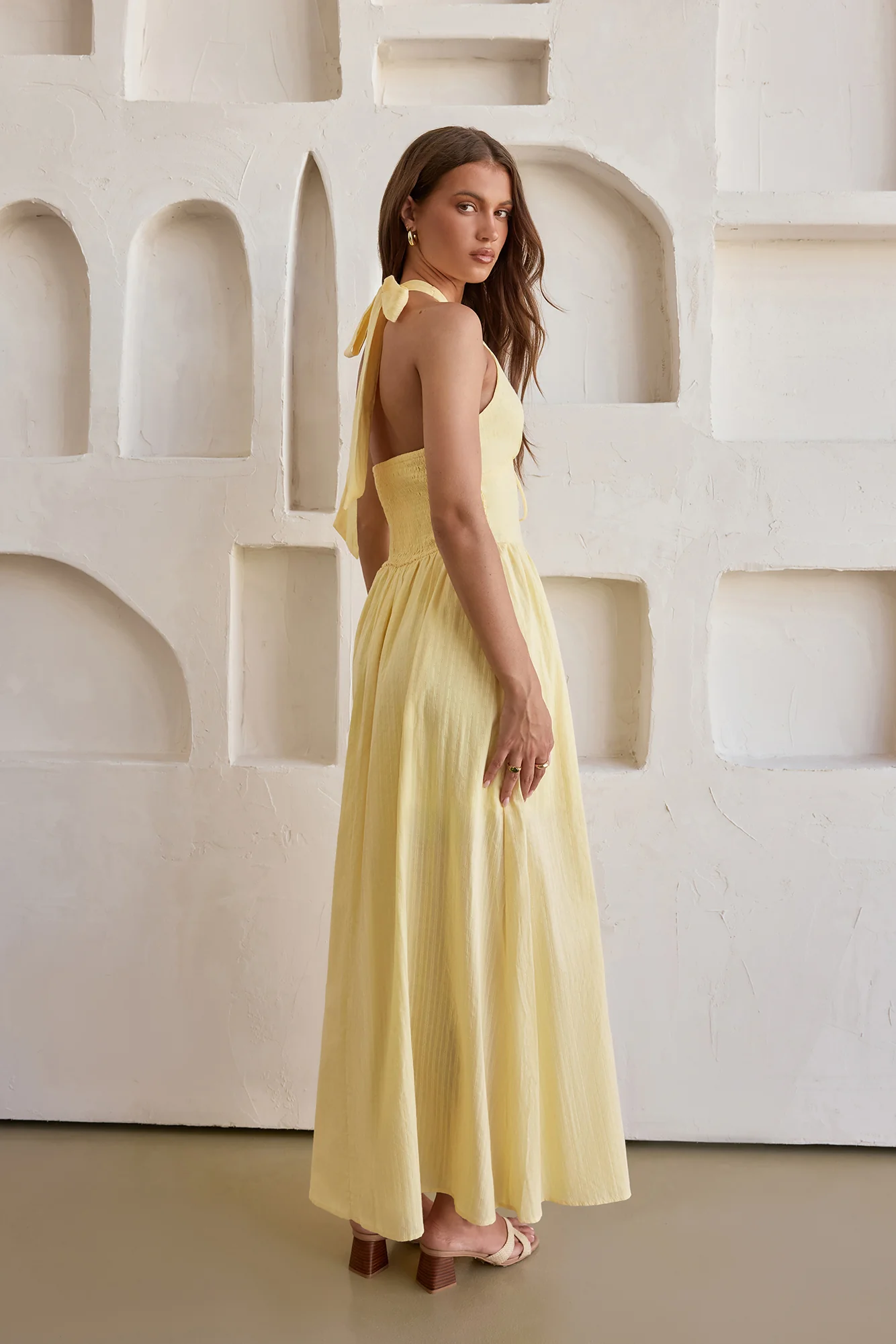 Arrietty Halter Maxi Dress Yellow - luluinthesky