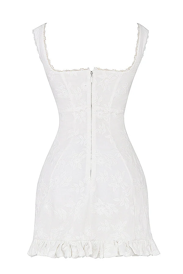 white embroidered mini dress