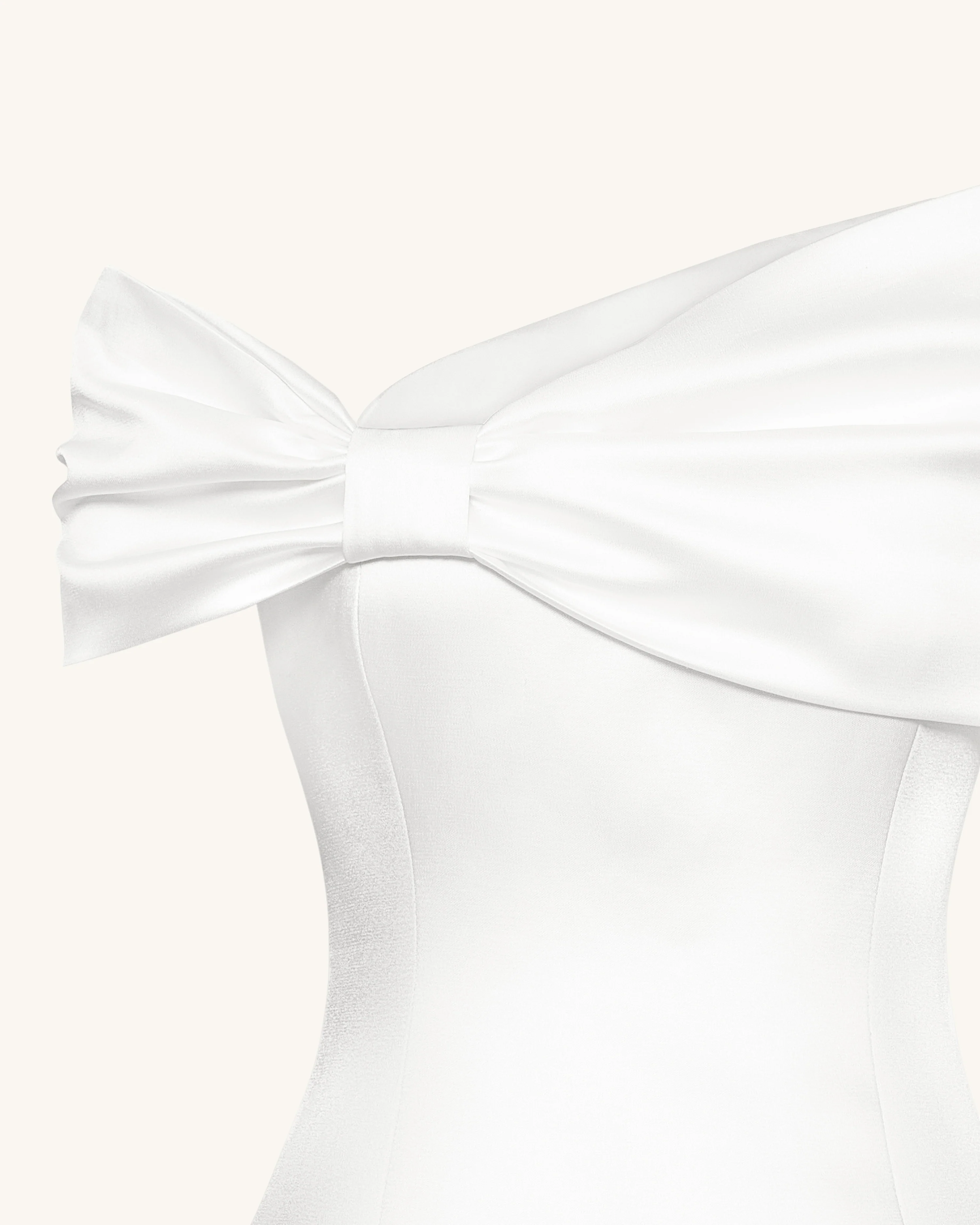 Satin Asymmetric Bow Mini Dress - White - luluinthesky