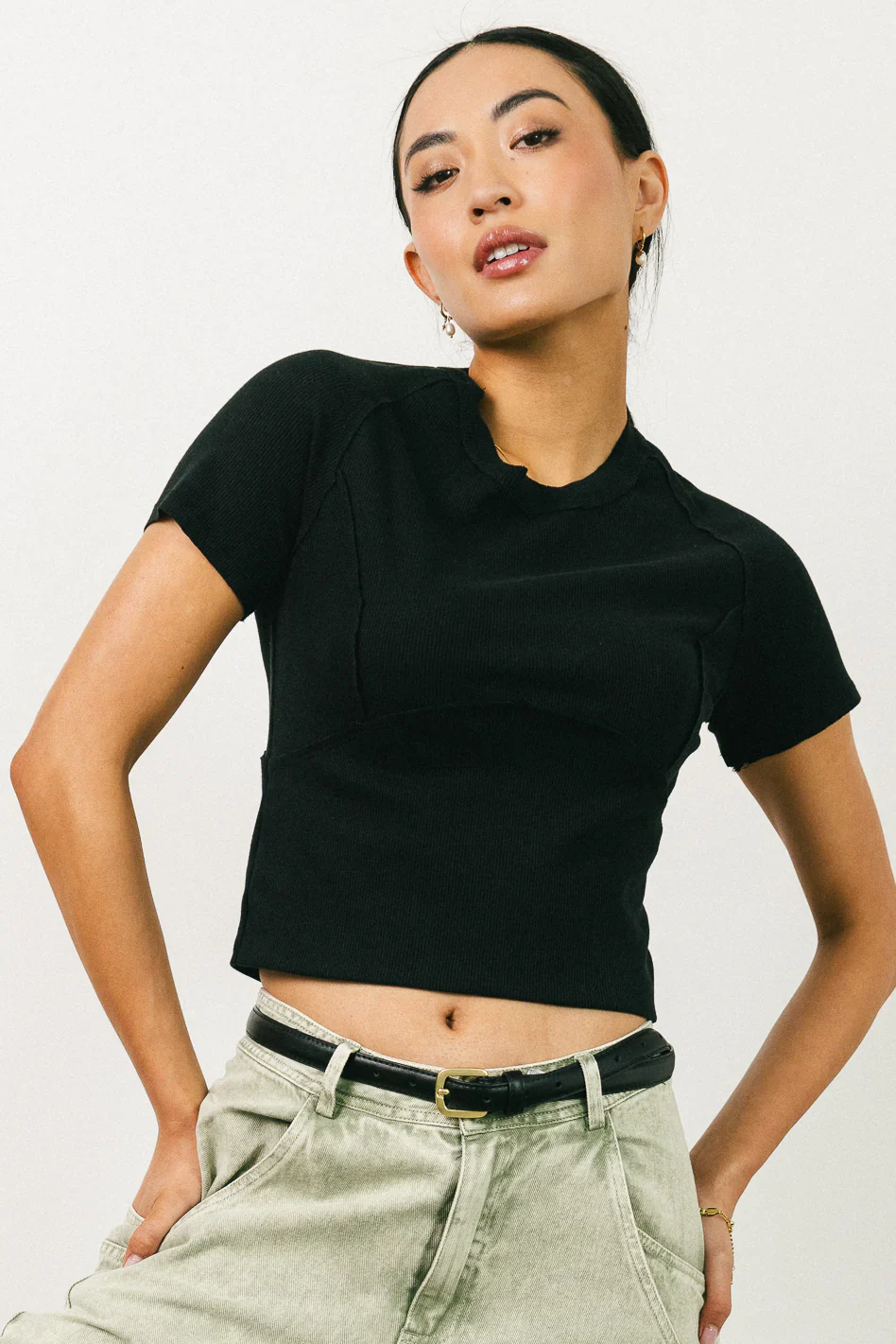 Tillie Reverse Seam Top in Black