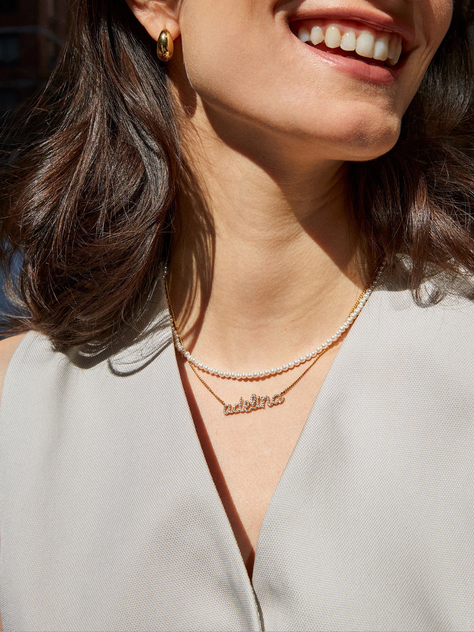 14K Gold Custom Nameplate Necklace - Script