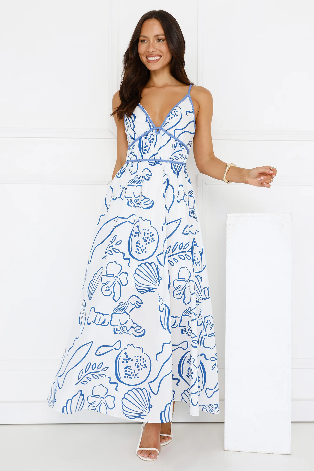 Seashell Glow Maxi Dress White