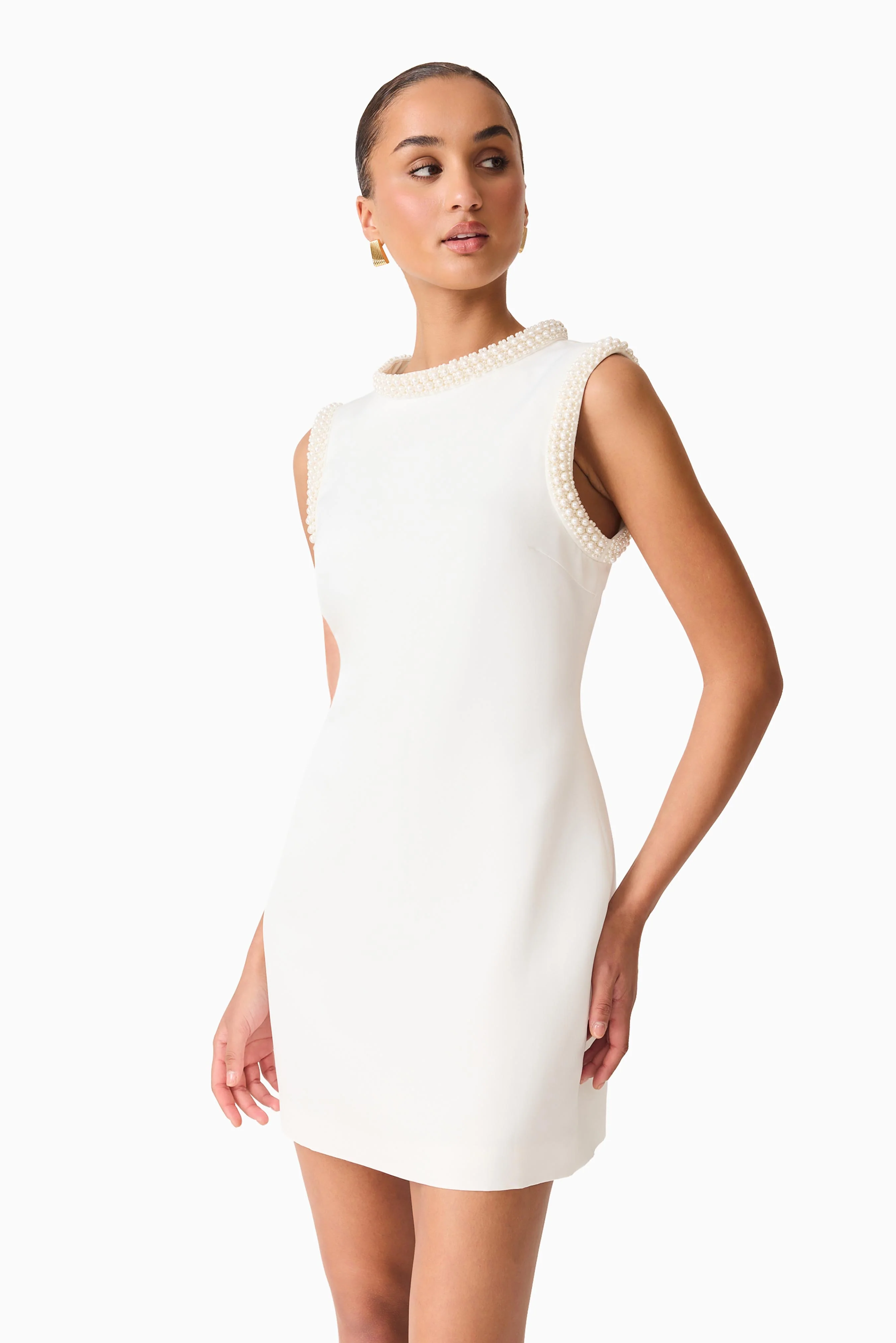 Sia Shift Mini Dress in White