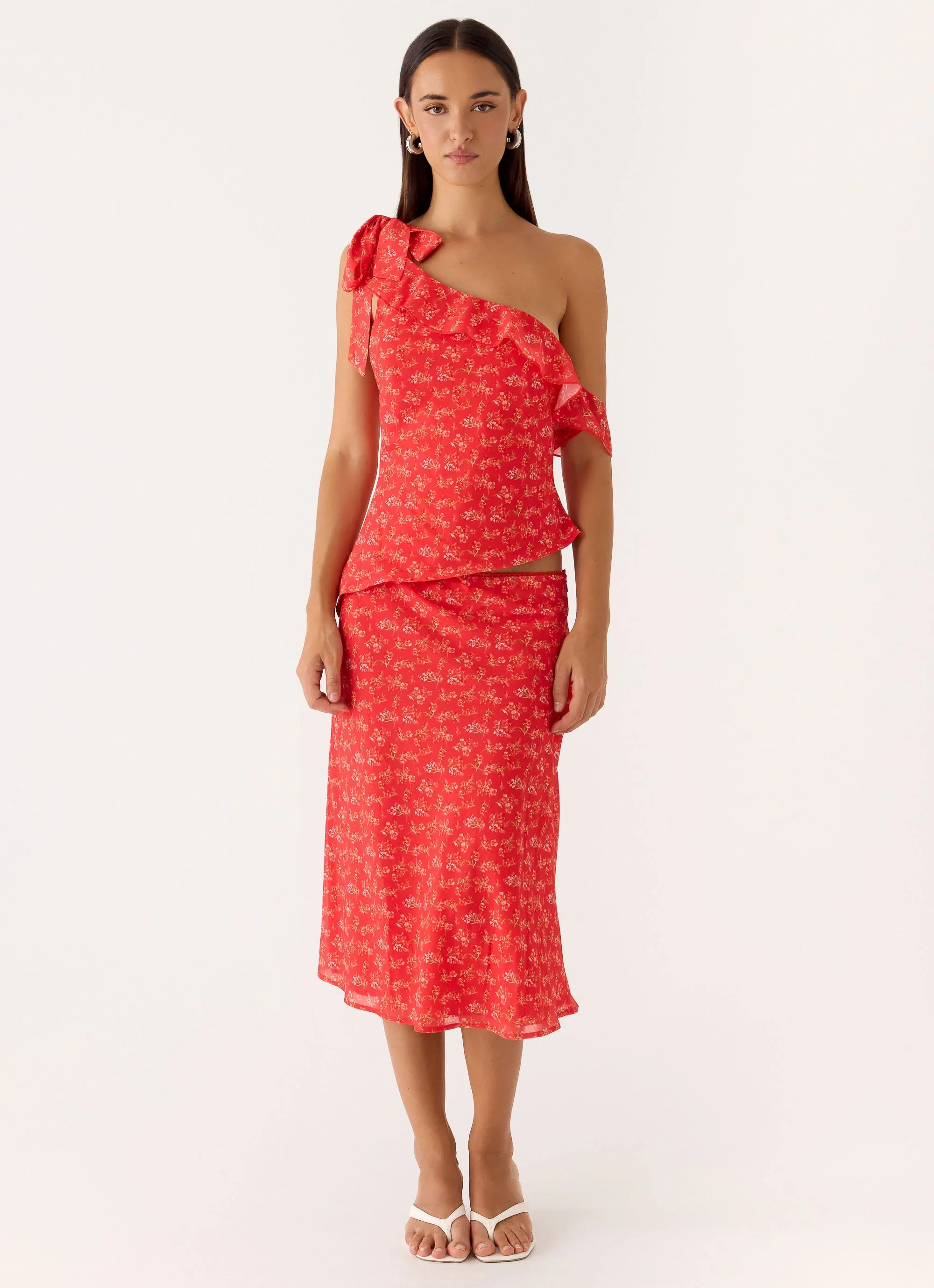 Calia Midi Skirt - Magenta Red Rose