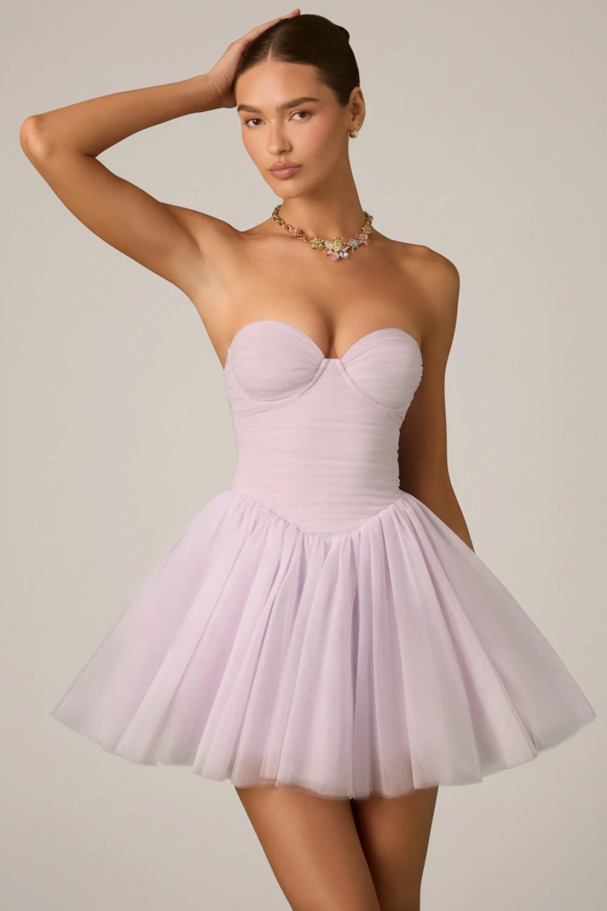 Tulle Corset Mini Dress in Lilac