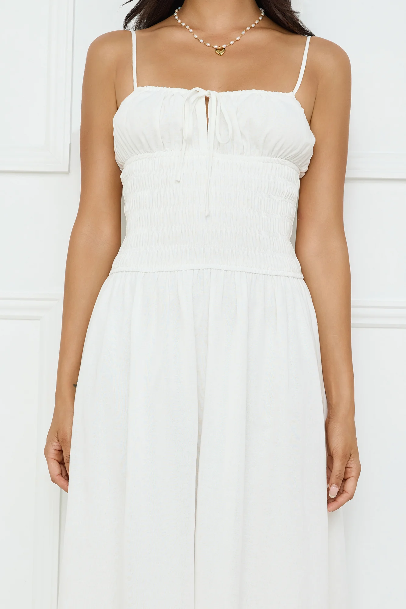 Starfall Garden Linen Blend Maxi Dress White