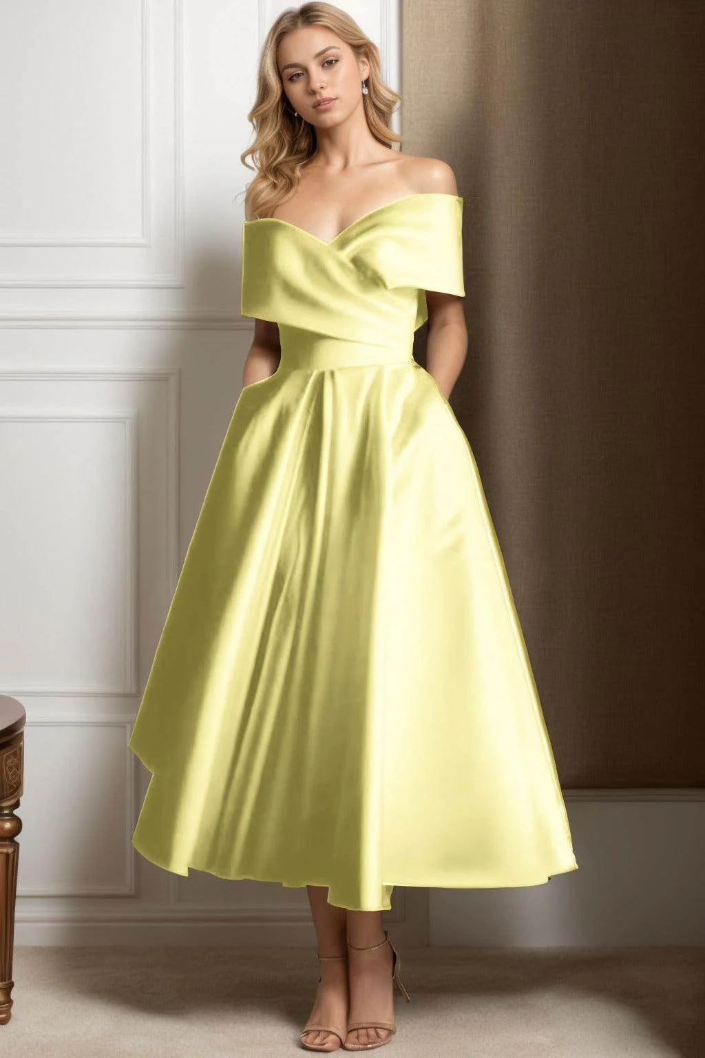 A-Line Ankle Length Satin Graduation Dresses CS0564