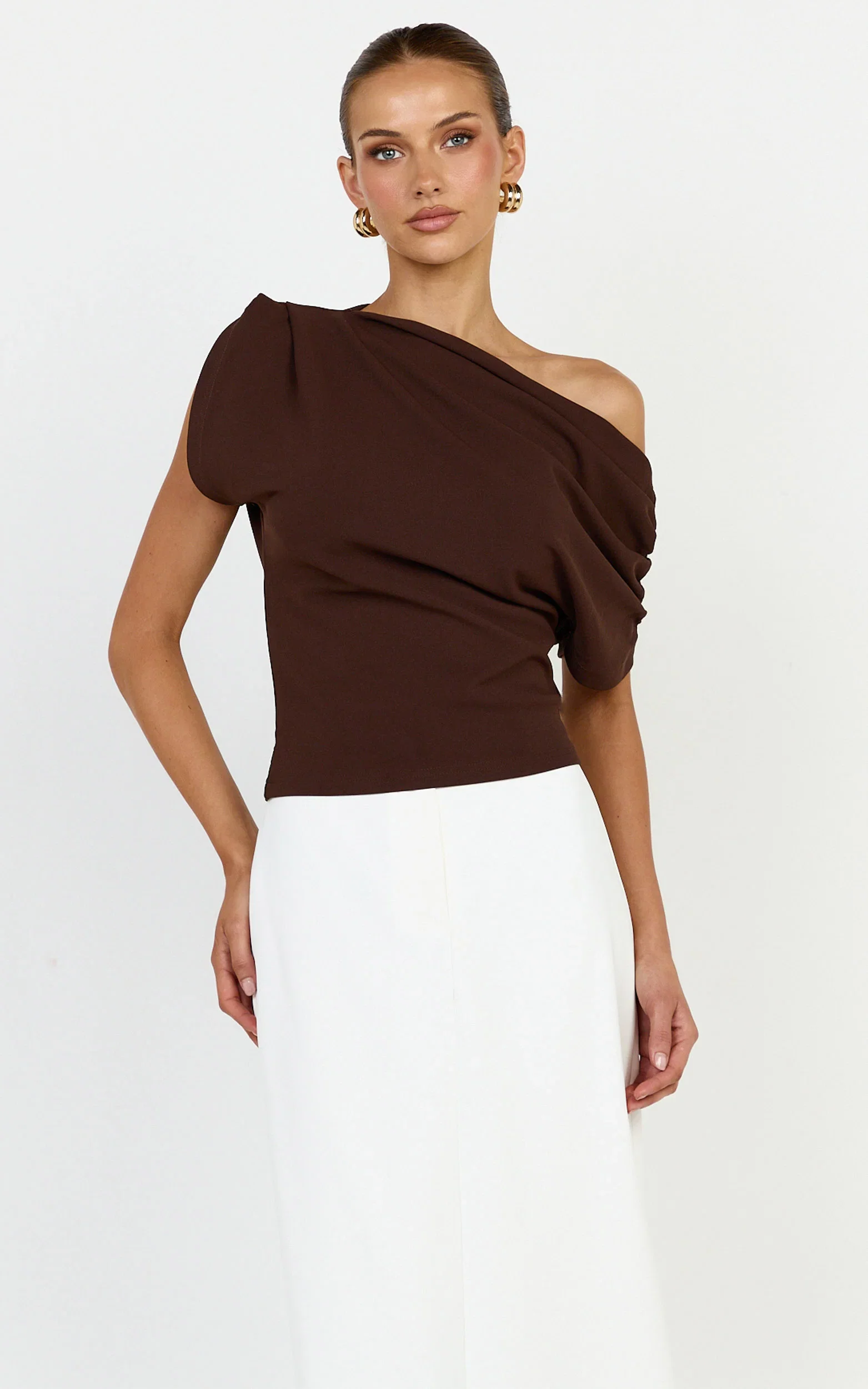 Nalfie Top - Asymmetrical Top in Choc