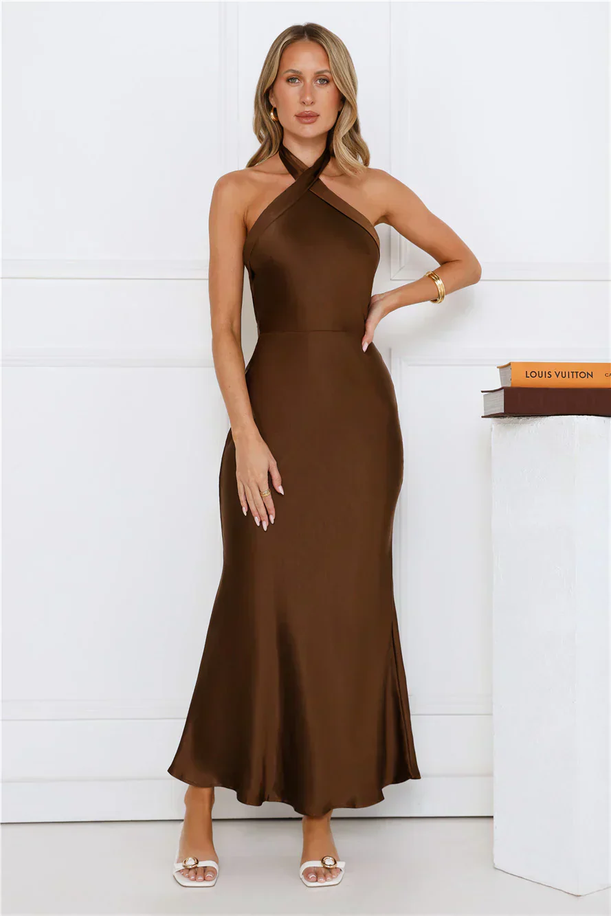 Majestic Girl Halter Satin Maxi Dress