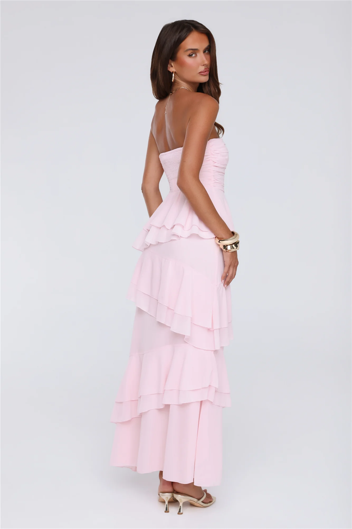 Dressed To Be Seen Strapless Maxi Dress Pink - FASHION NOB