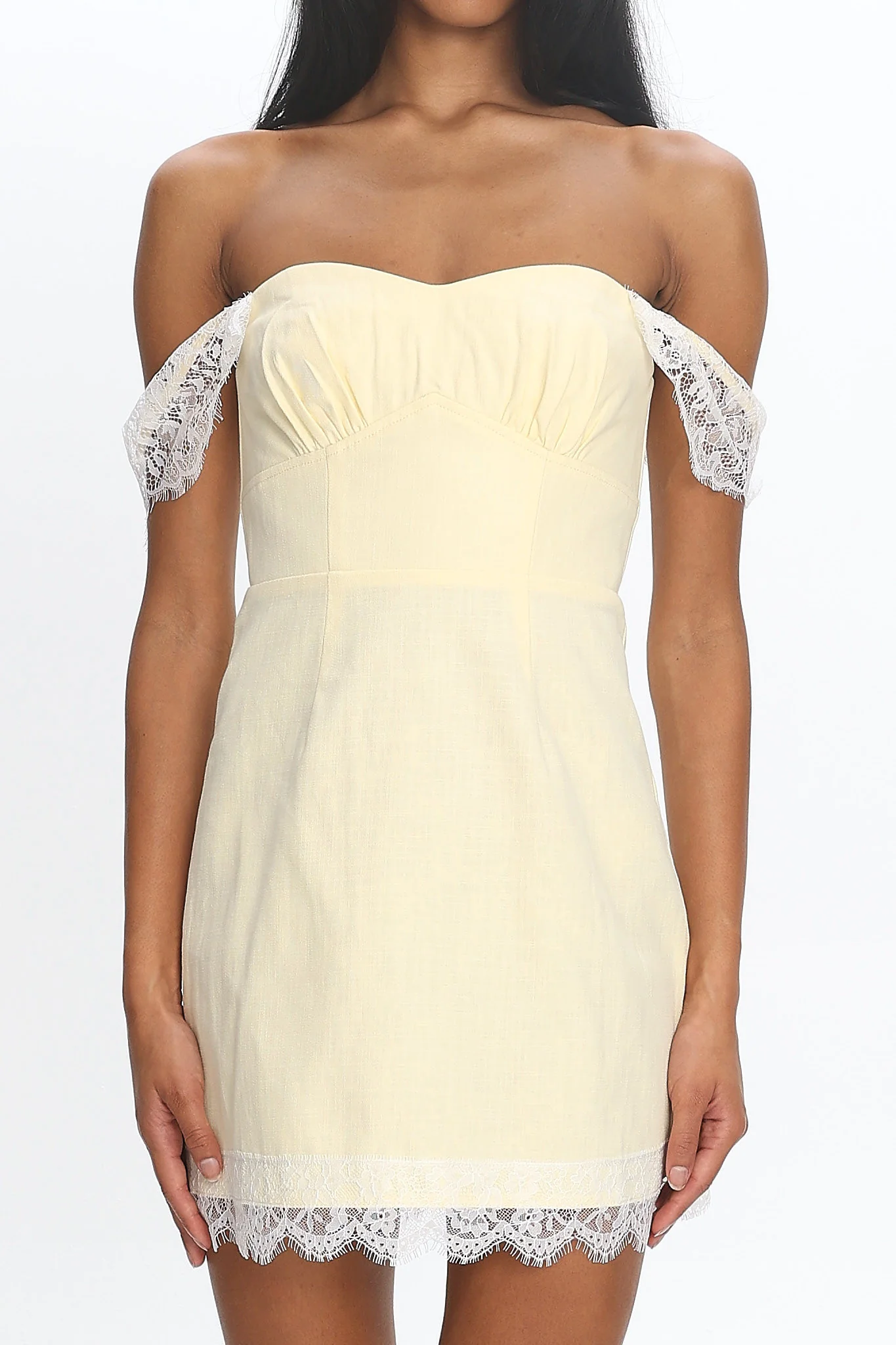 Sardinia Lace-Trim Mini Dress Baby Yellow