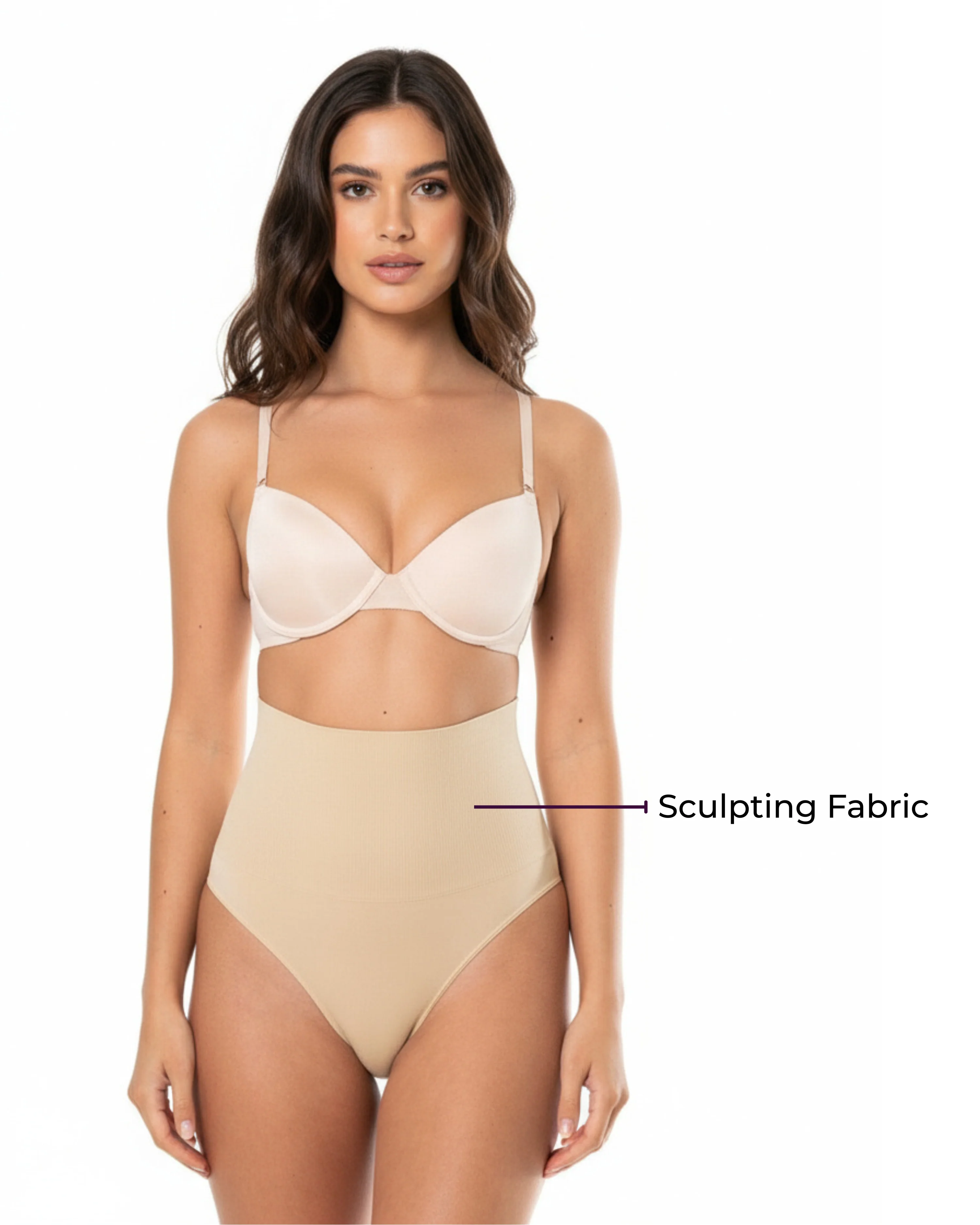 High-waisted thong with core compression flattens tummy, smooths curves