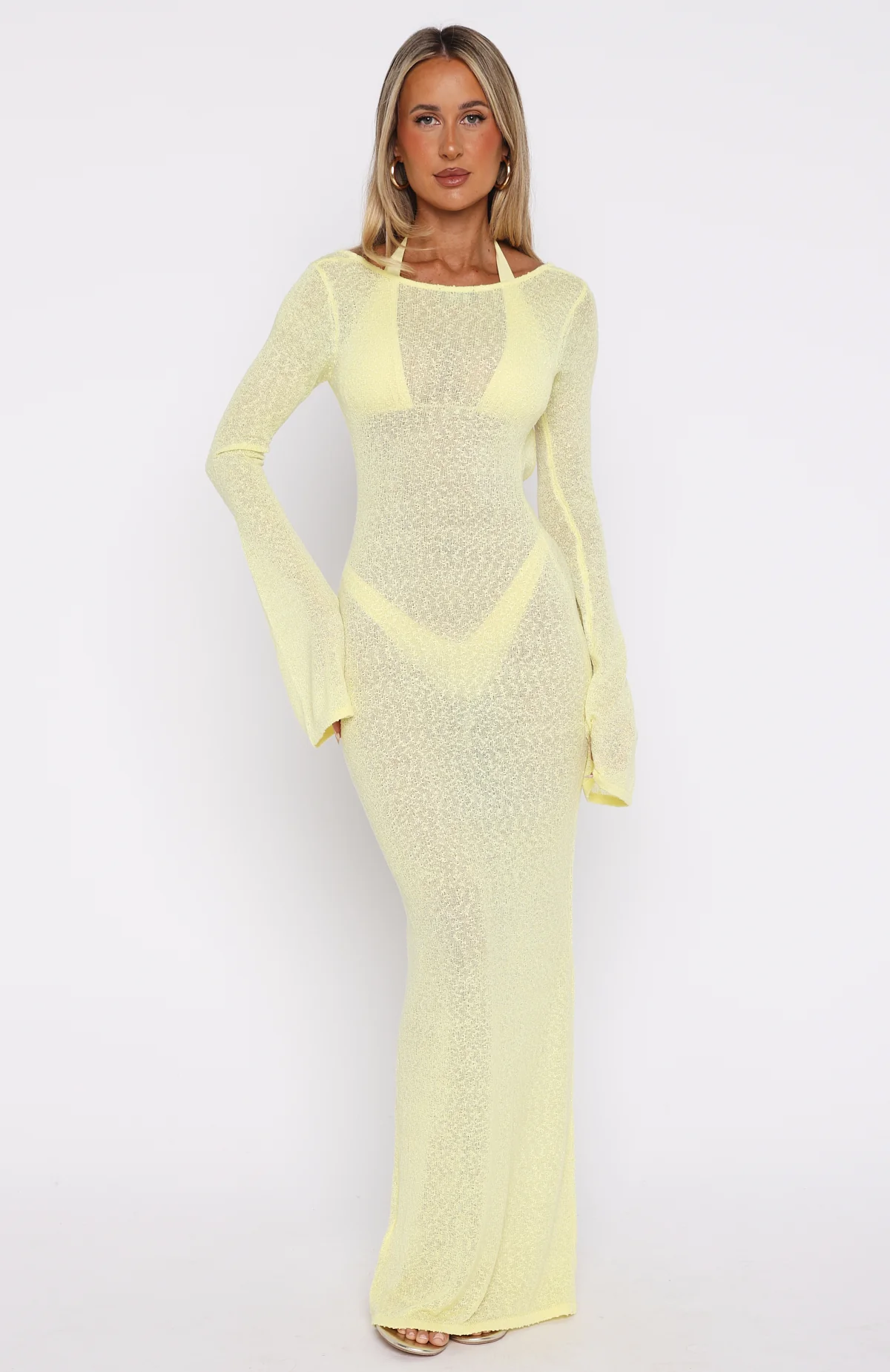 Malta Mermaids Long Sleeve Maxi Dress Lemon