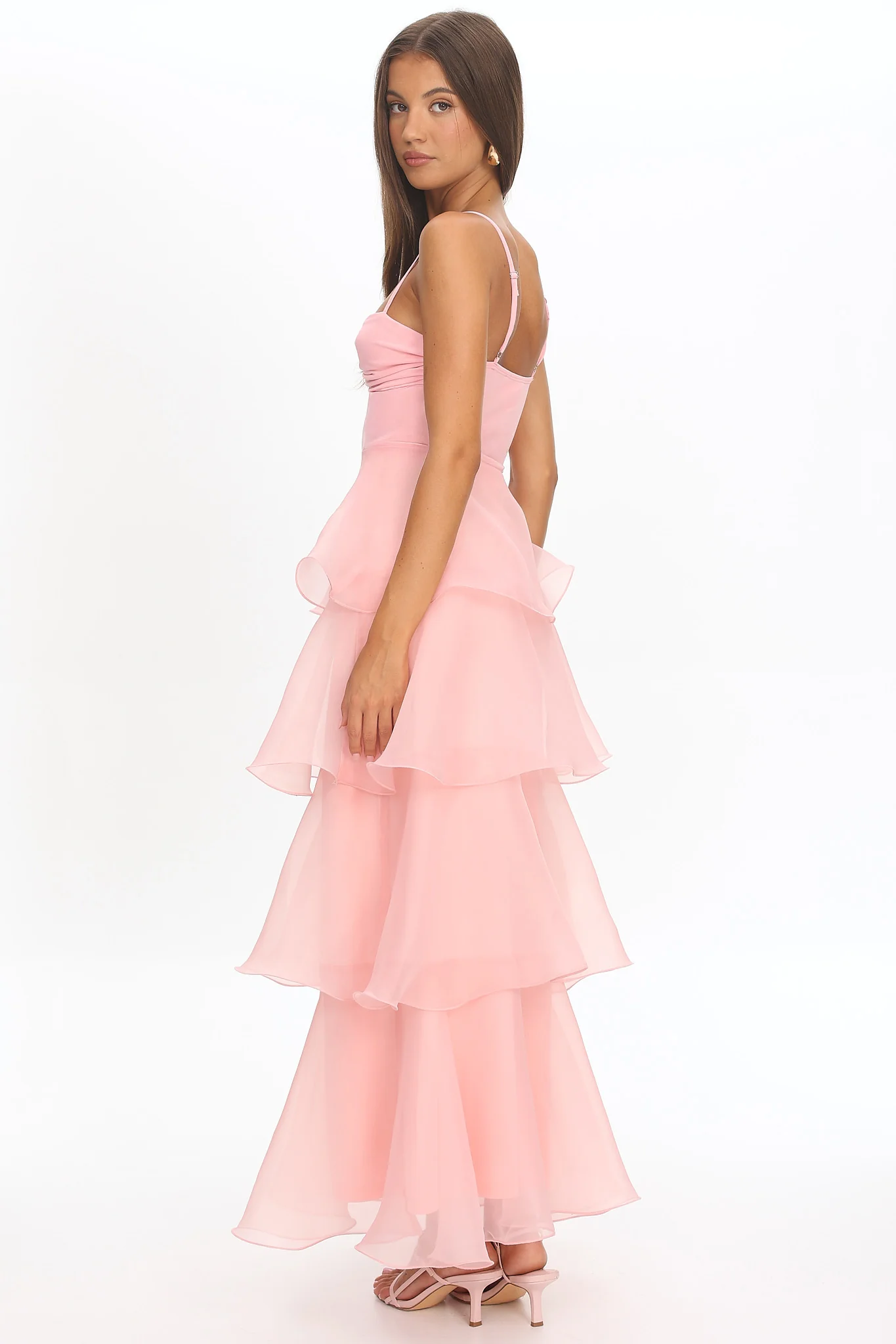 Margarida Layered Sweetheart Neckline Maxi Dress Pink