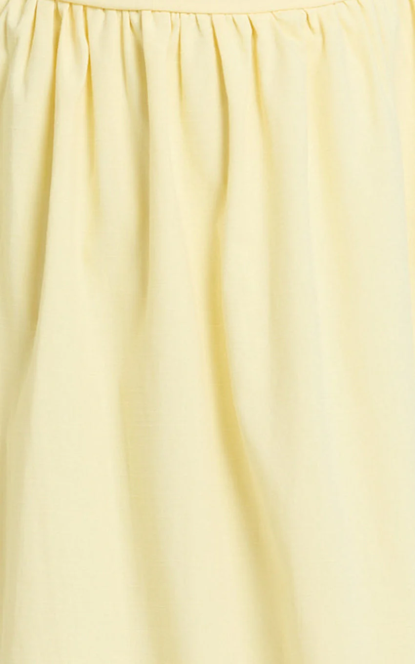 Polly Midi Dress - Strapless Ruched Dress in Lemon - luluinthesky