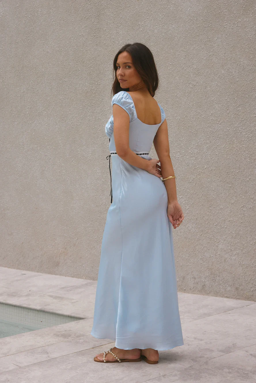 Selene Satin Maxi Dress Blue
