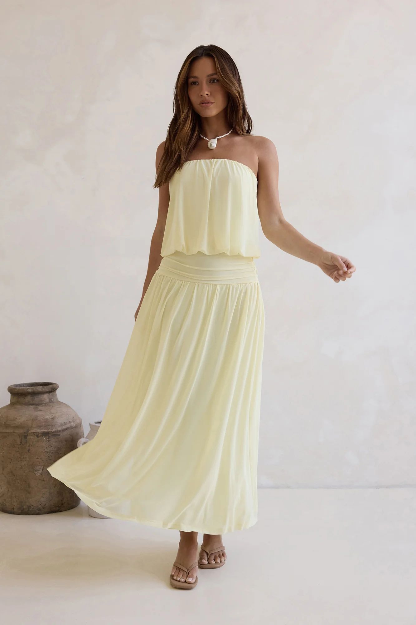 Calling Me Mesh Strapless Maxi Dress Yellow - luluinthesky