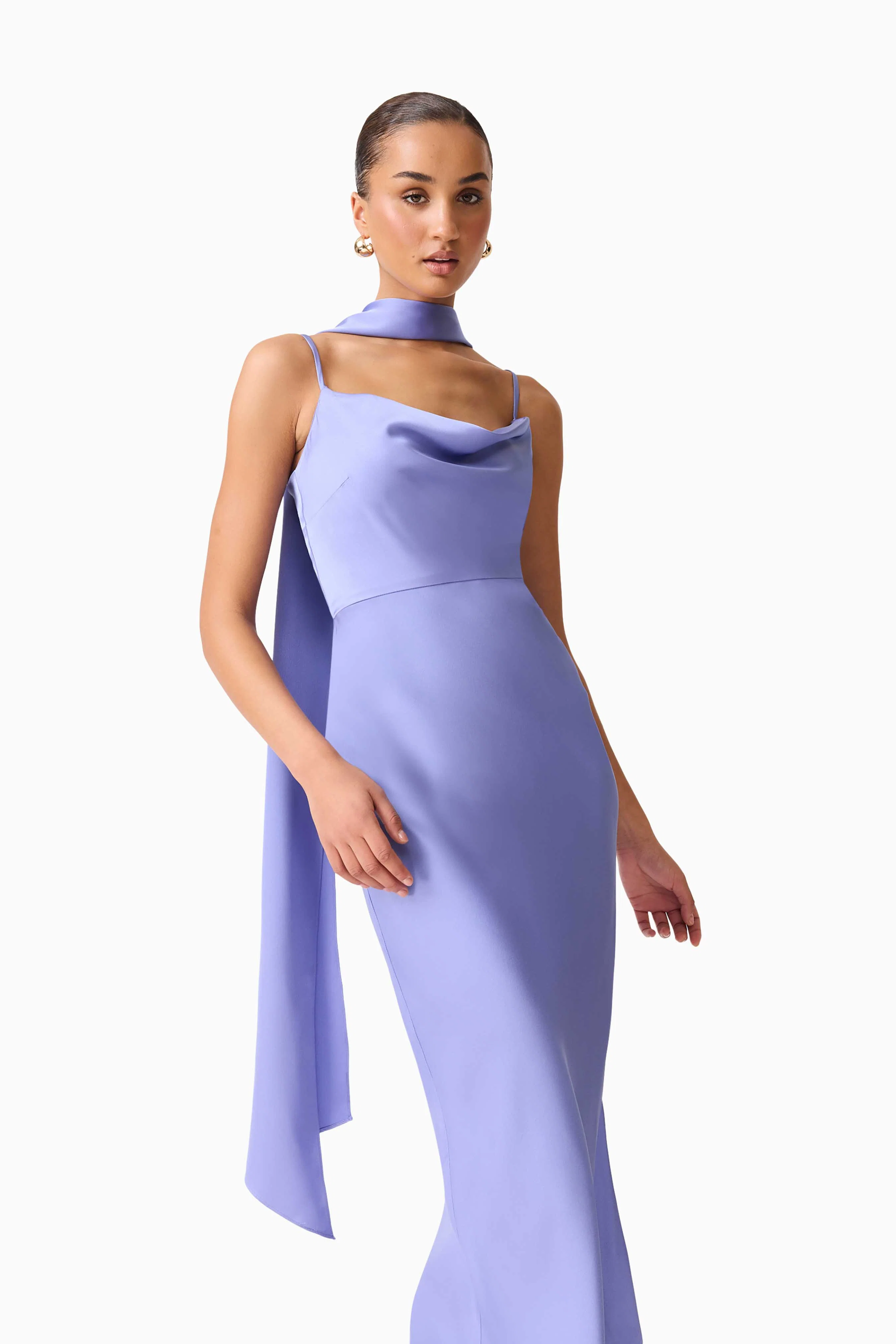 Jacinta Cowl Neck Gown in Blue
