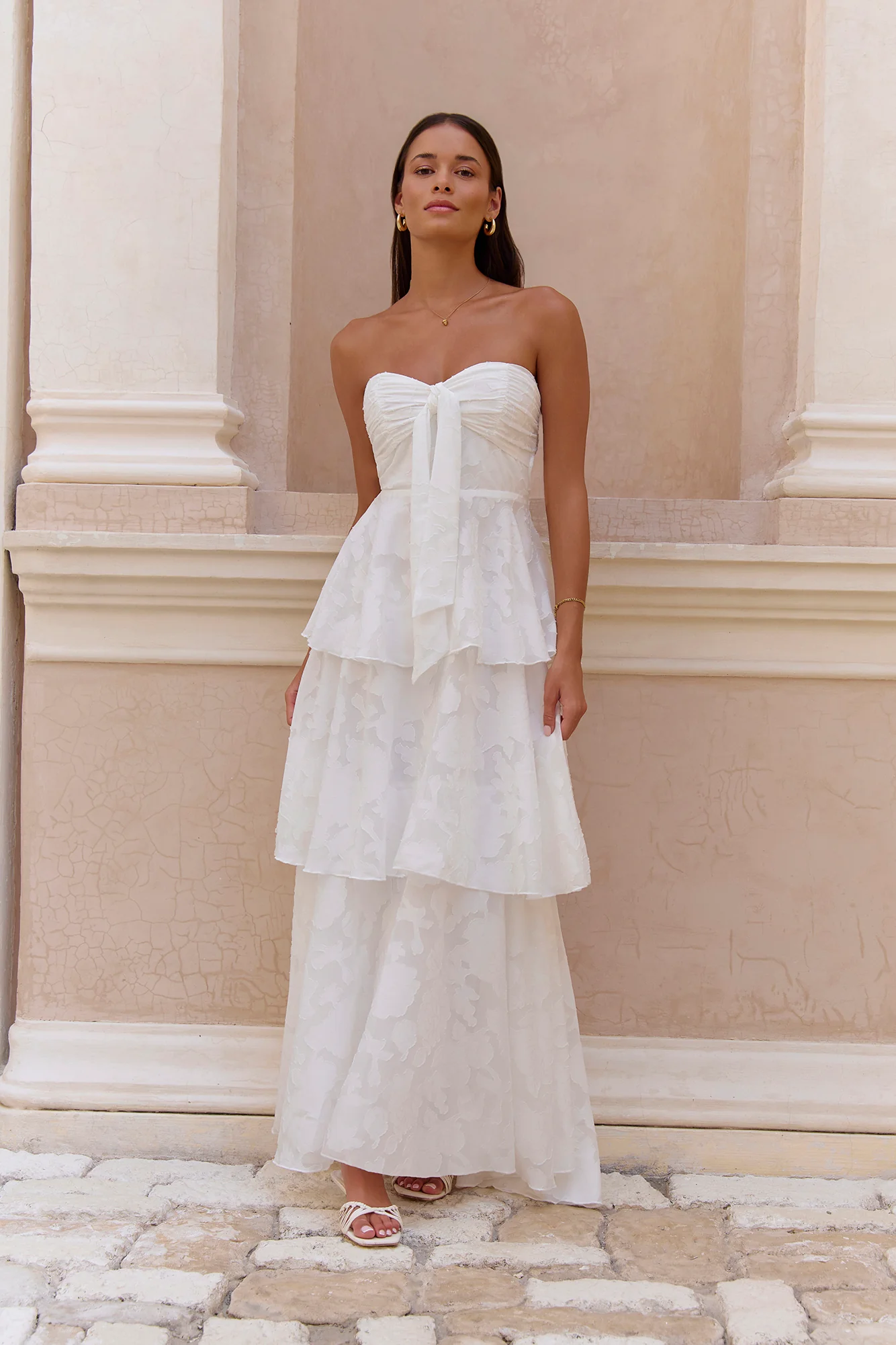 Know Your Heart Strapless Maxi Dress White