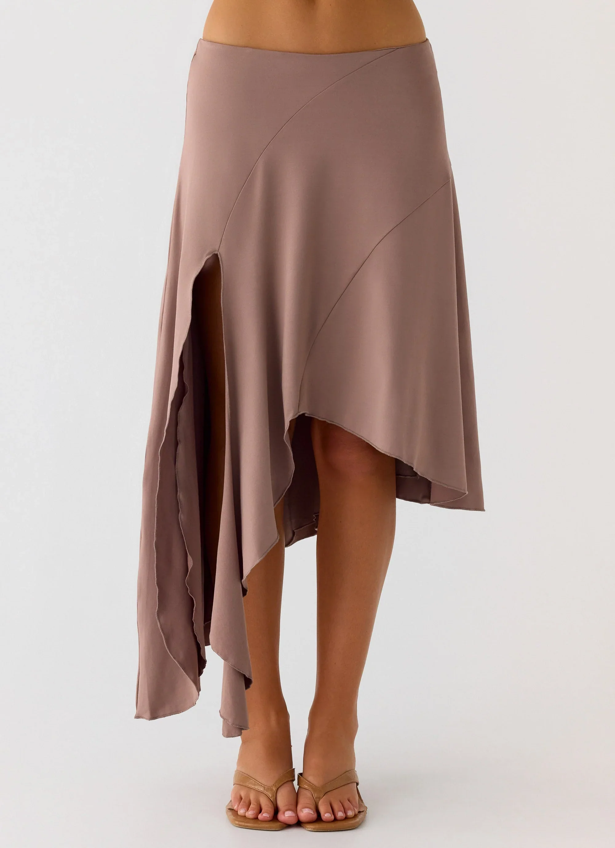 Jisoo Asymmetric Midi Skirt - Desert Taupe