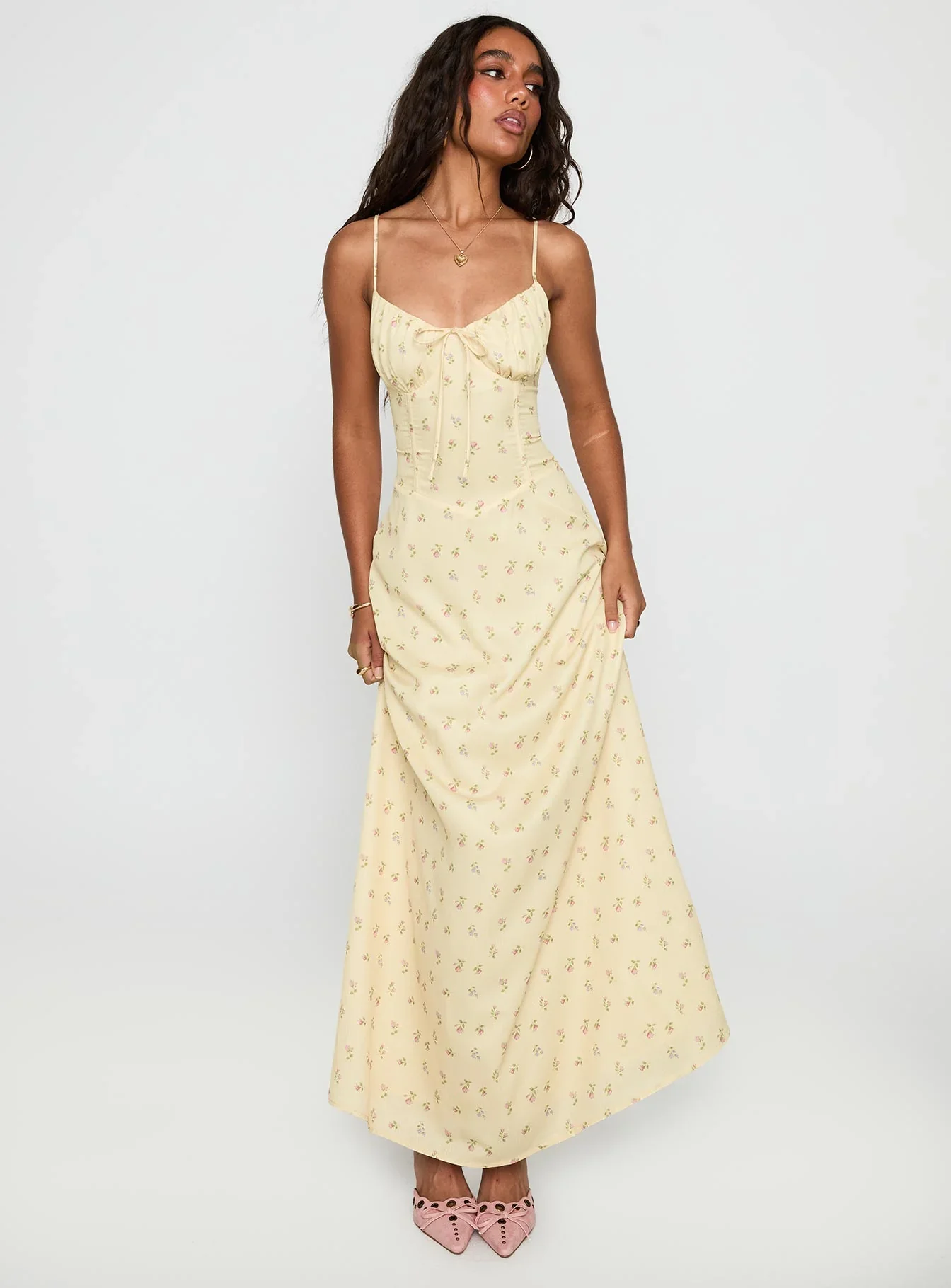 Members Only Maxi Dress Yellow Floral
